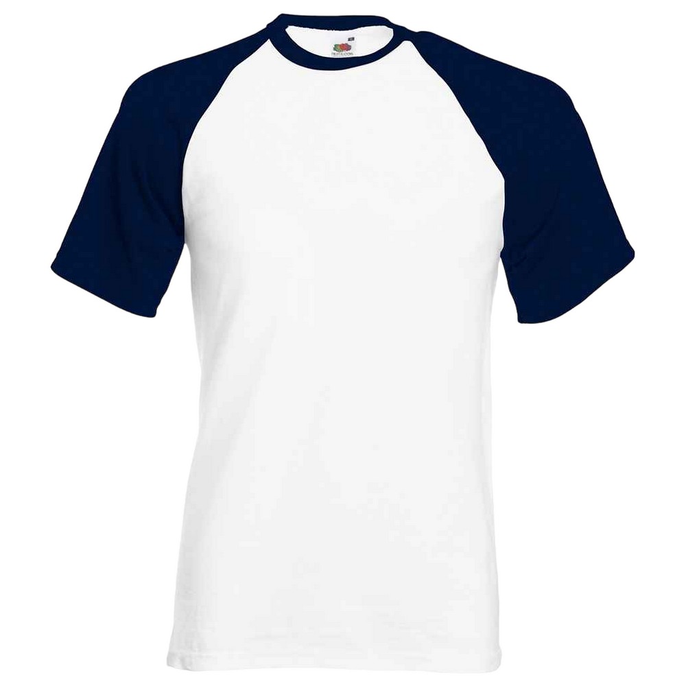 Thumbnail - Fruit of the Loom - T-Shirt für Herren/Damen Unisex - Baseball (Weiß/Marineblau)