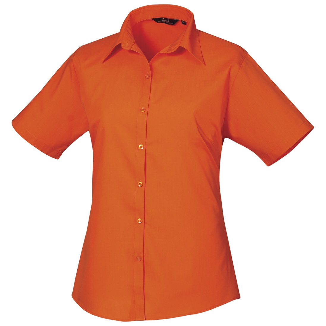 Thumbnail - Premier Damen Kurzarm Popeline Bluse / Arbeitshemd (Orange)