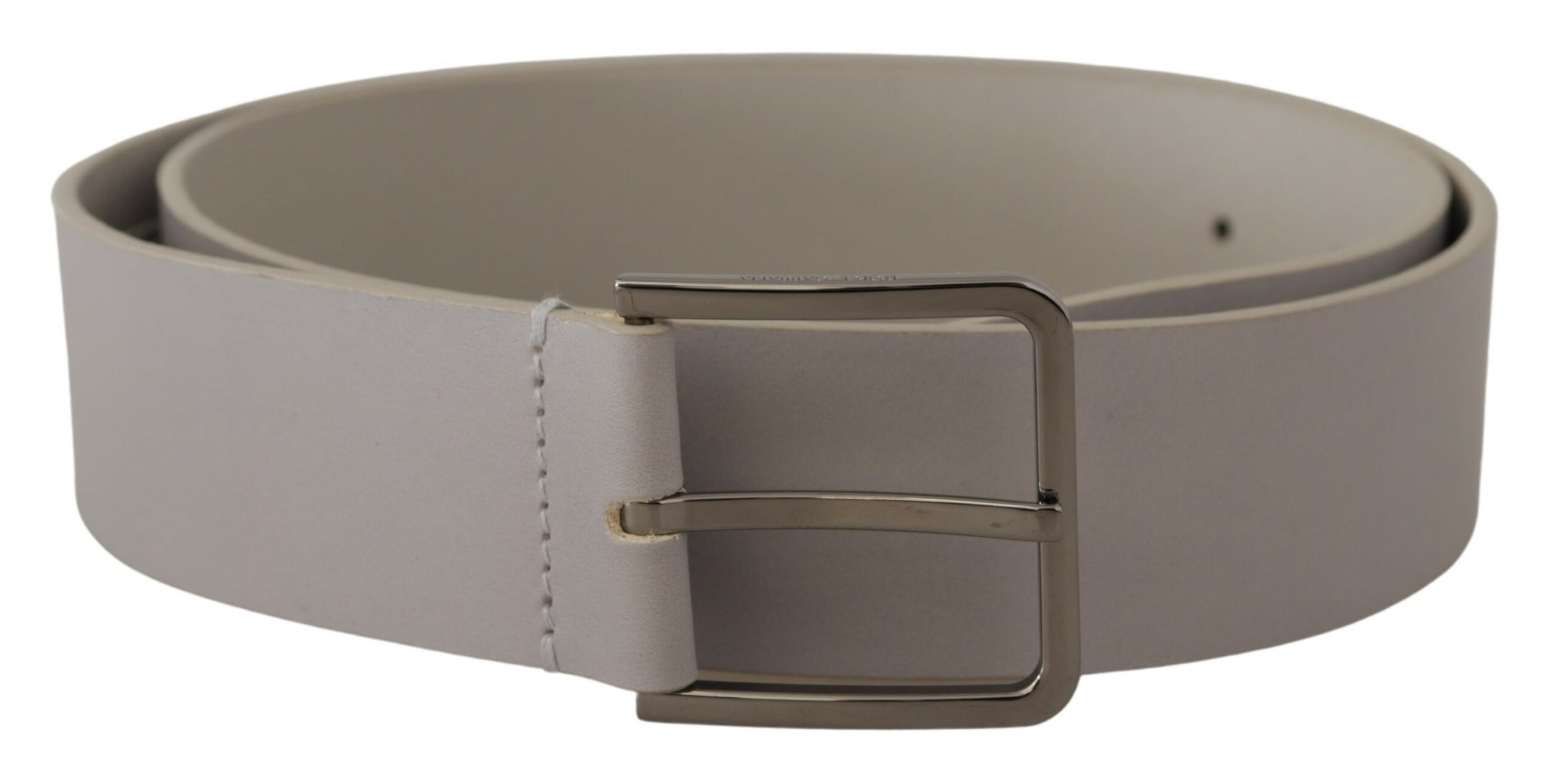 Dolce & Gabbana Mens Leather Wide Silver Metal Buckle Belt - White - Size 90 cm