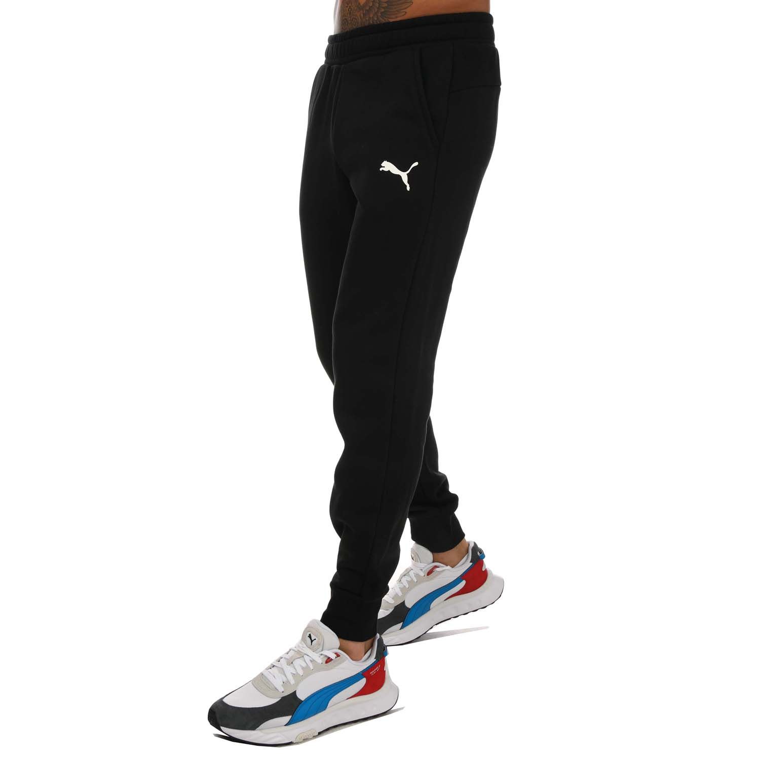 Puma Mens Essentials Logo Sweatpants in Black Cotton - Size Small