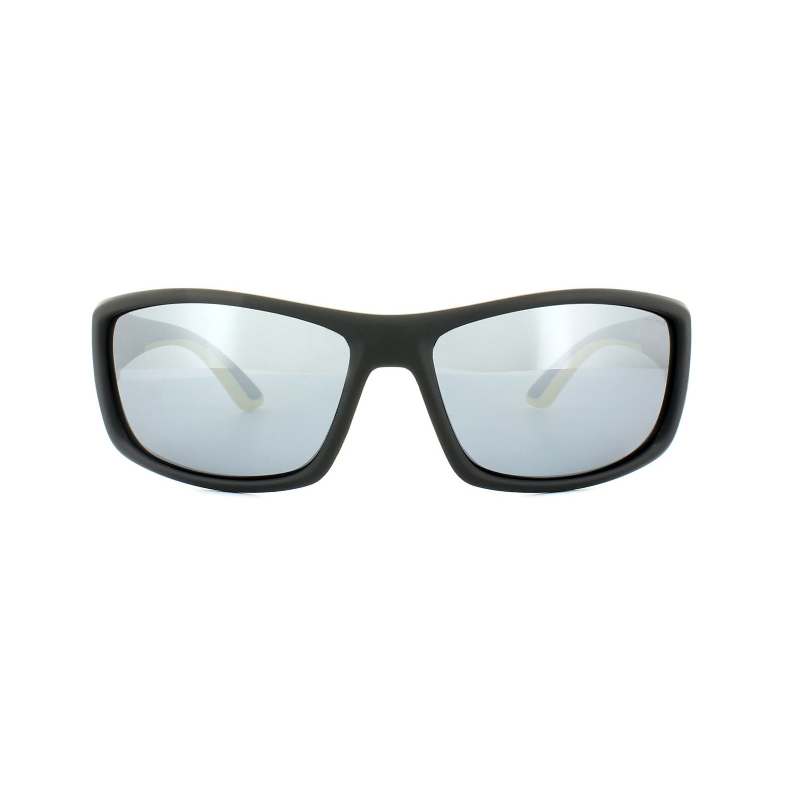 Thumbnail - Polaroid Sport Wrap Mens Schwarz Gelb Grau Silber Spiegel polarisierte Sonnenbrille