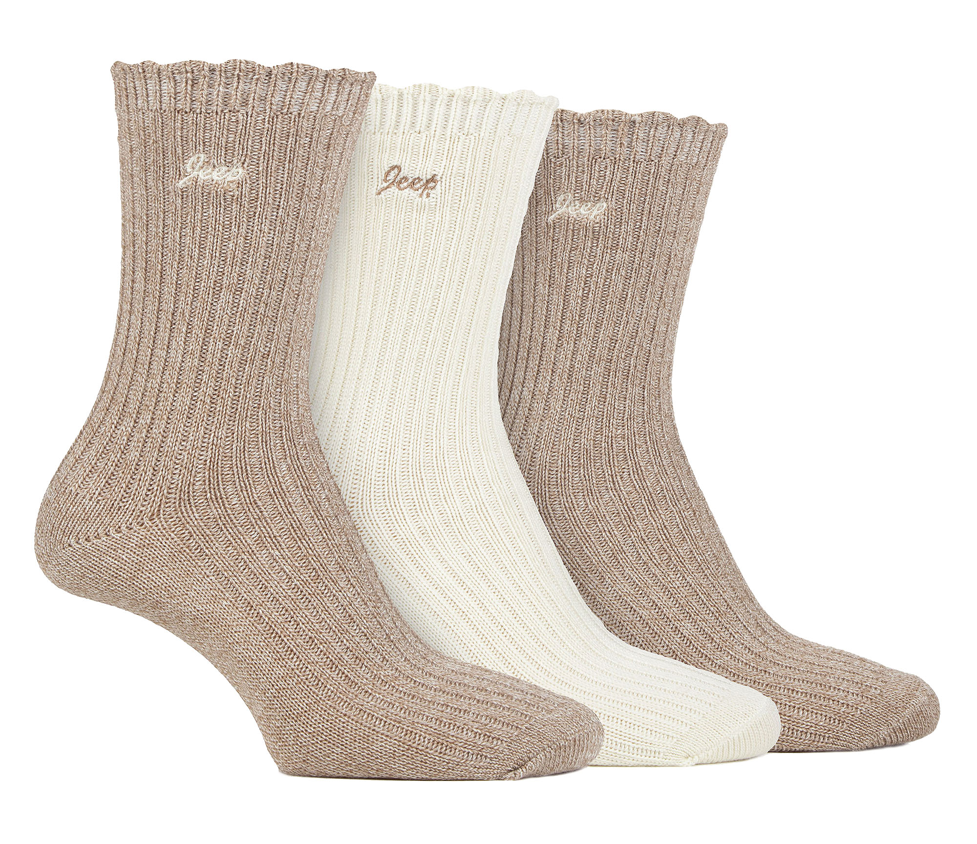 Thumbnail - Frauen Bamboo Boot Socken | Jeep | Cute Ribbed Scalloped Ankle Socken für Damen, Anti Blister Knit gepolsterte Socken - ...