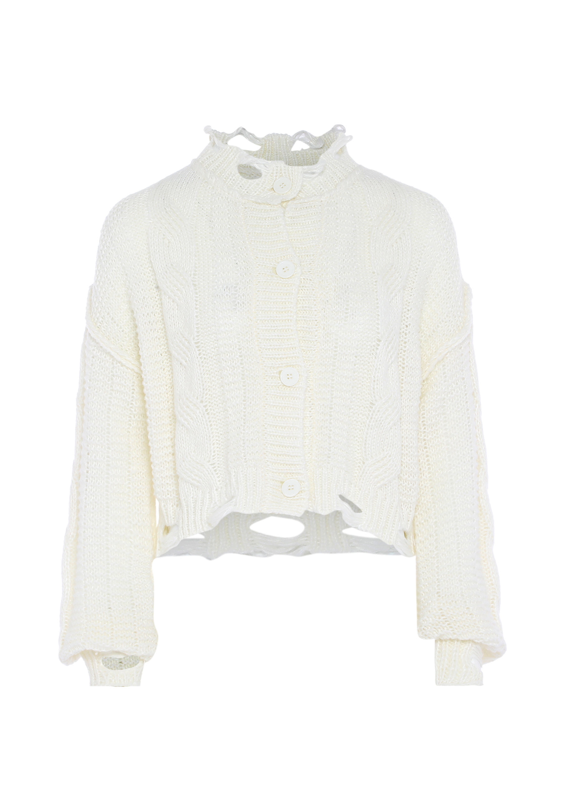 Thumbnail - Mymo Strickjacke Damen Wollweiß