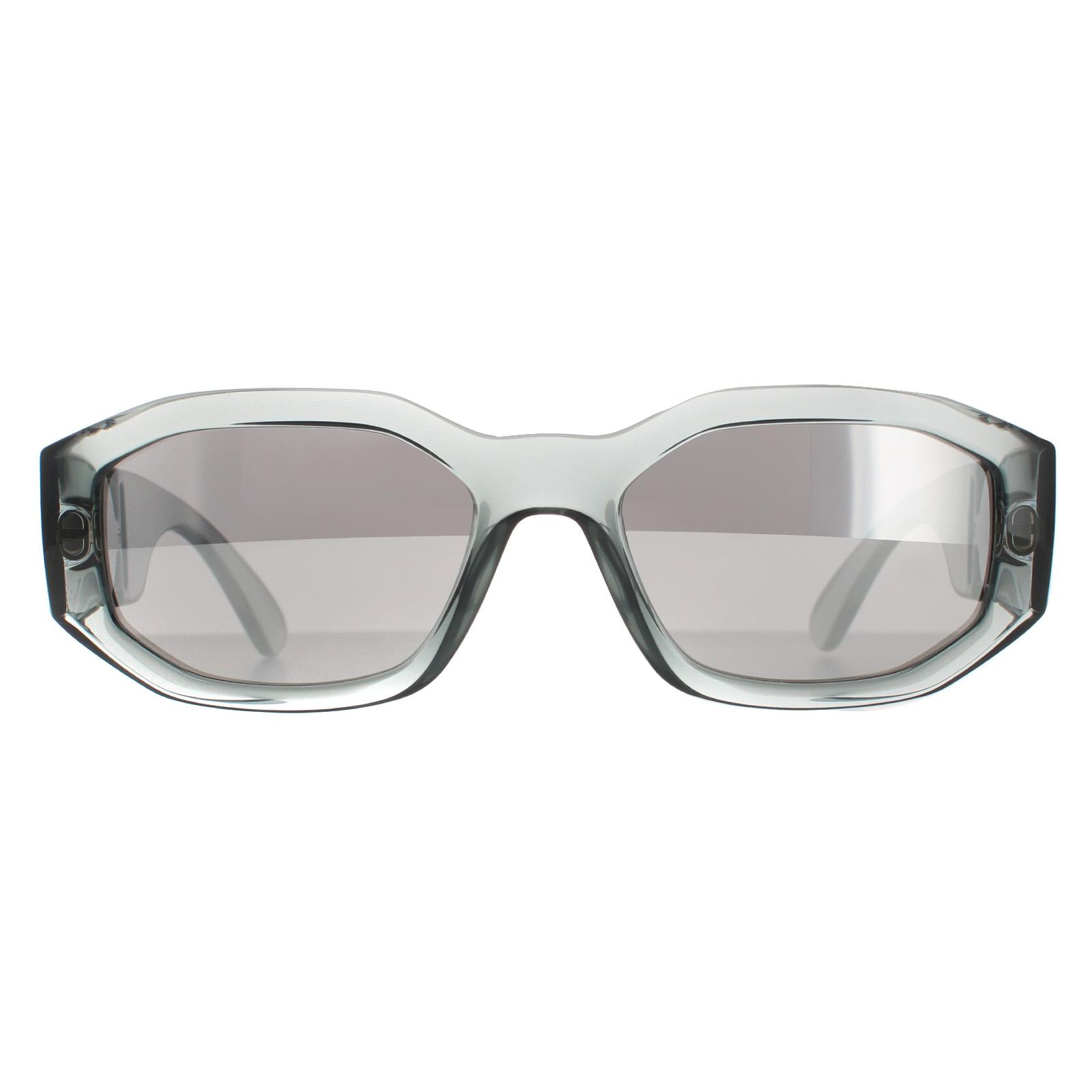 Thumbnail - Versace Rectangle Unisex Transparent Grau Licht Grau Silber Spiegel VE4361 Sonnenbrille