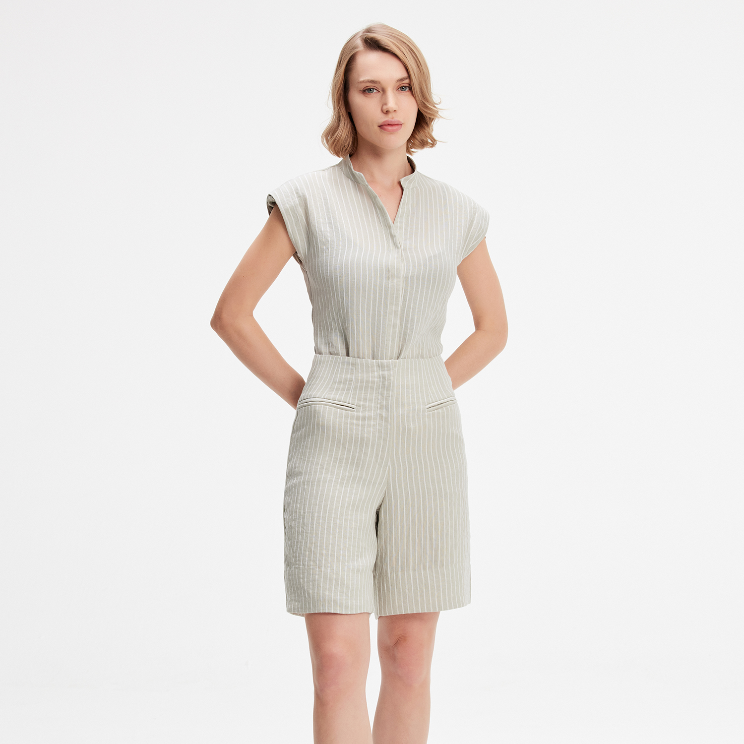 Smart & Joy Bi-material randig skjorta dam – bild 2