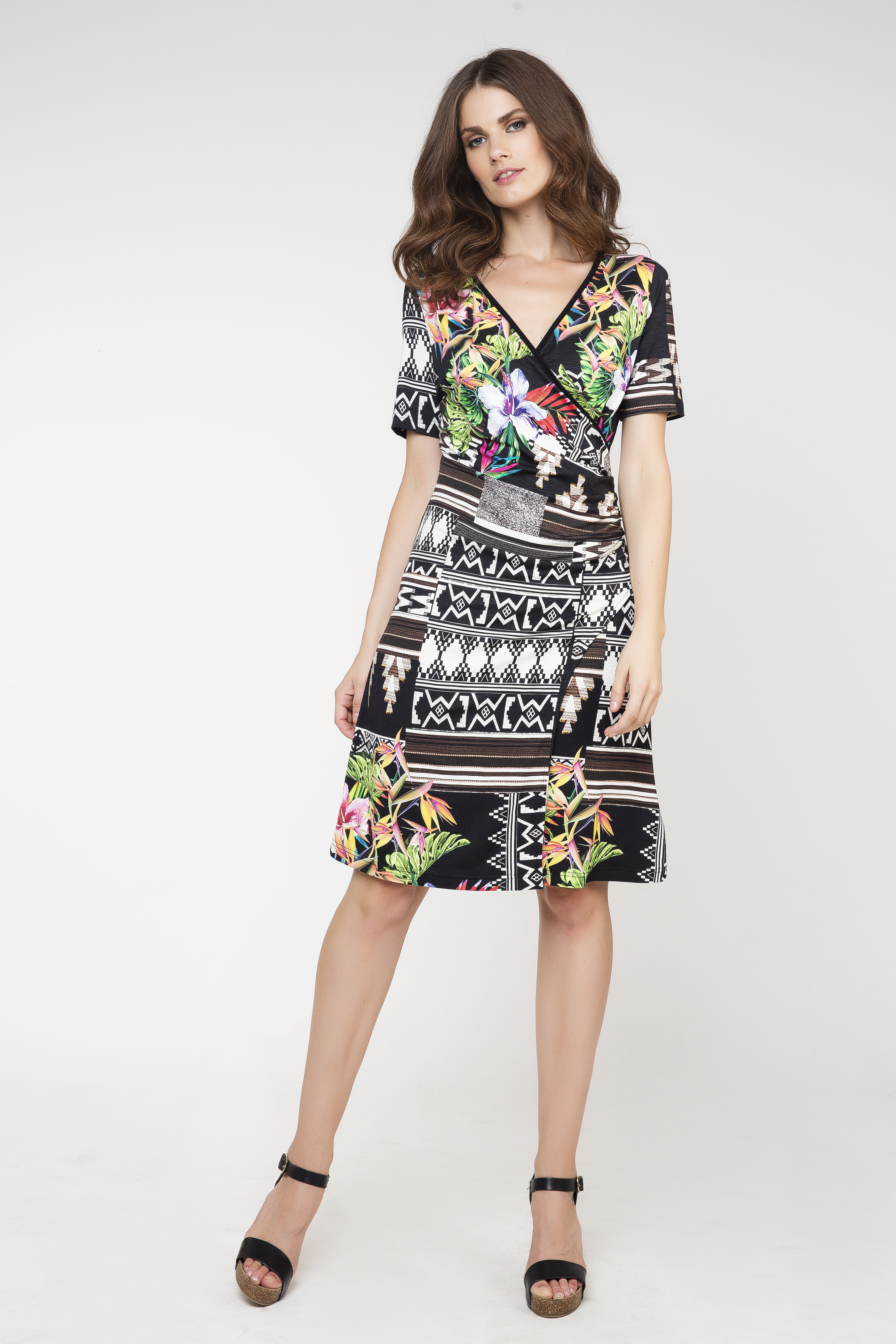 Wrapover jurk met print