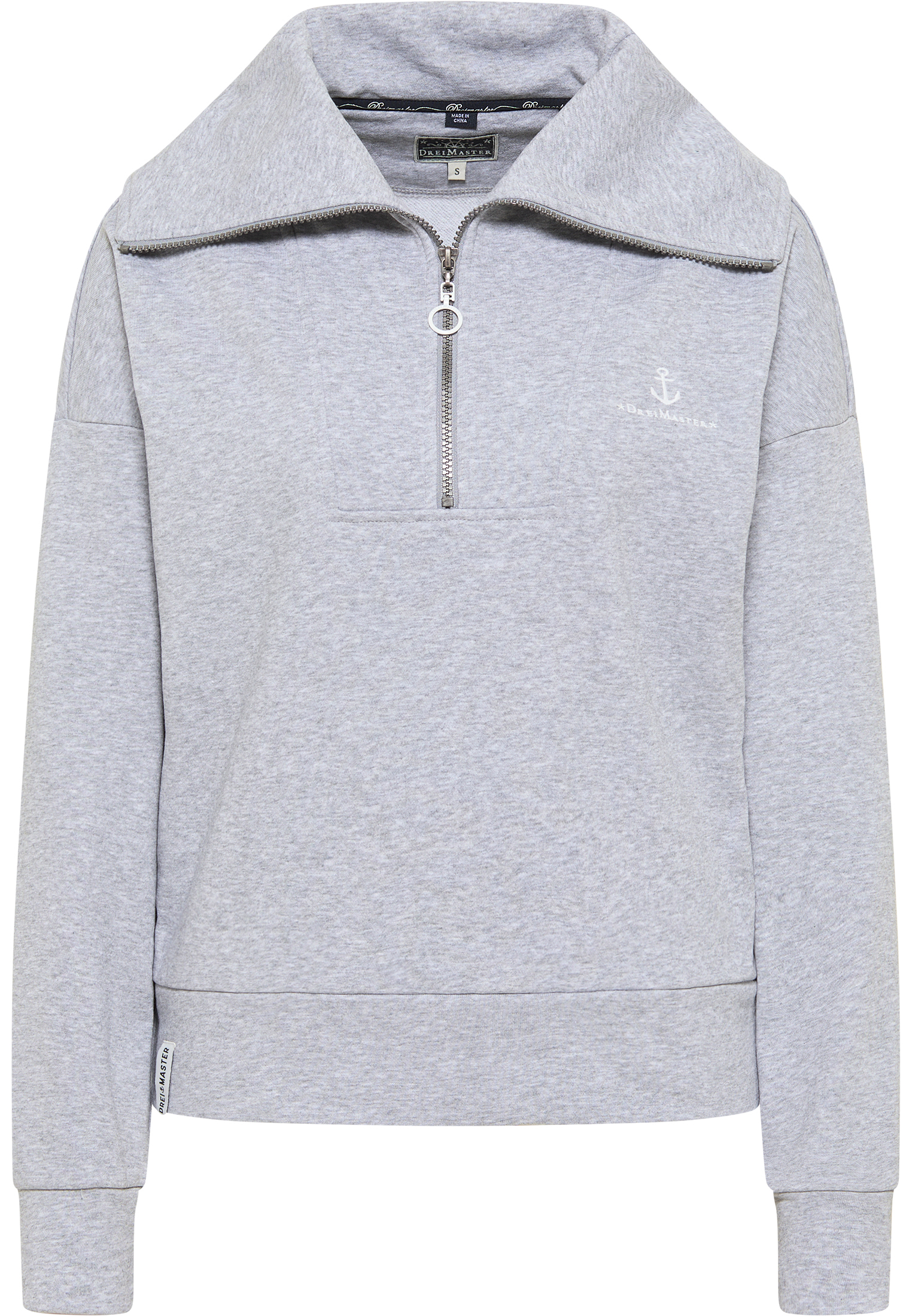 Thumbnail - Dreimaster Oversized Sweatshirt Damen Hellgrau Melange