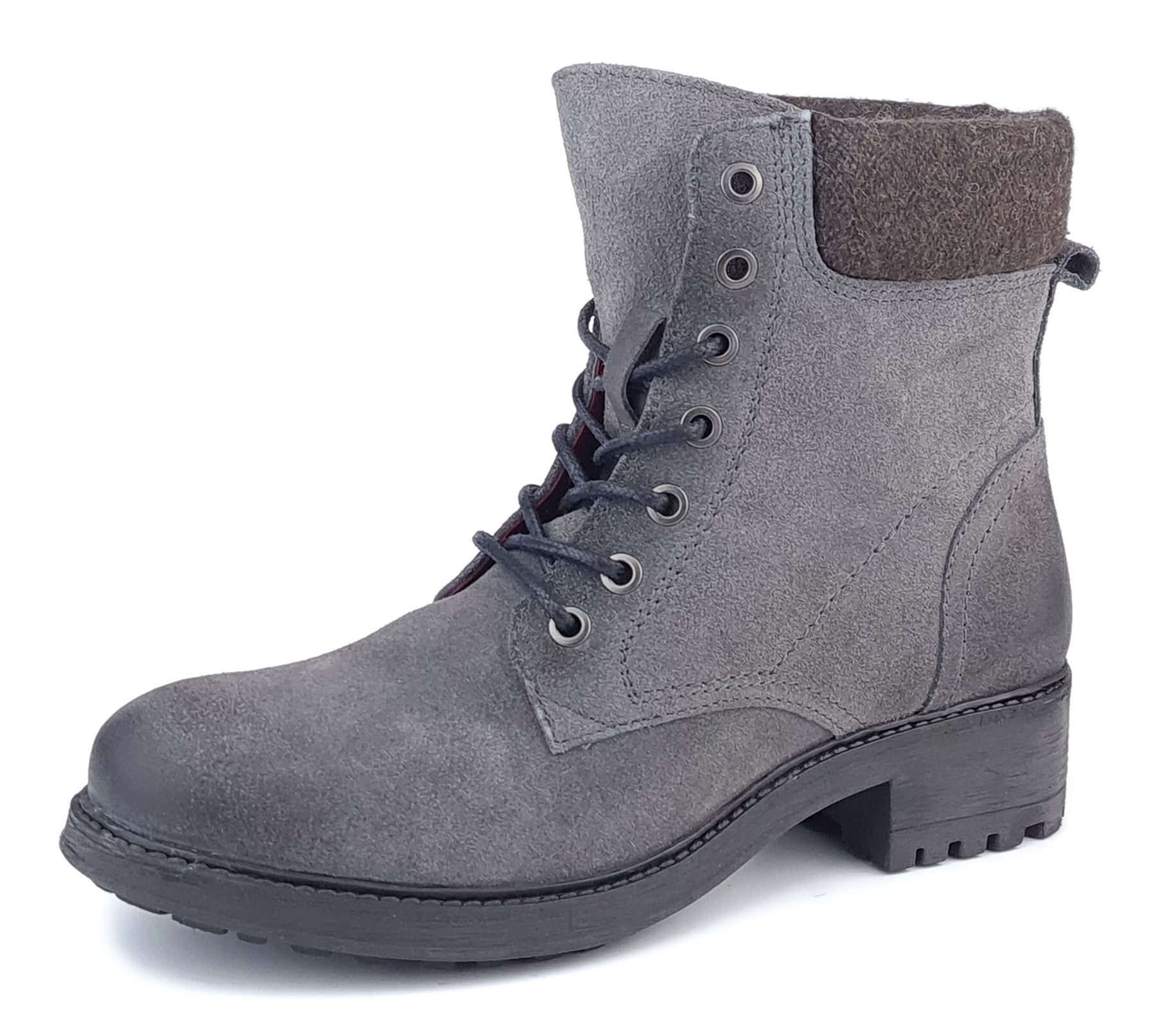 Frank James Warwick Suede Leather Grey Womens Lace Up Boots - Size UK 4
