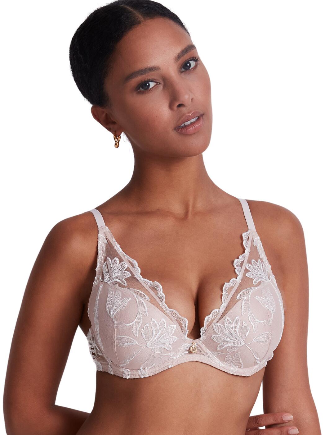 Aubade Womens LCN81 Season Of Love Plunging Push Up Bra - Ivory - Size 34C