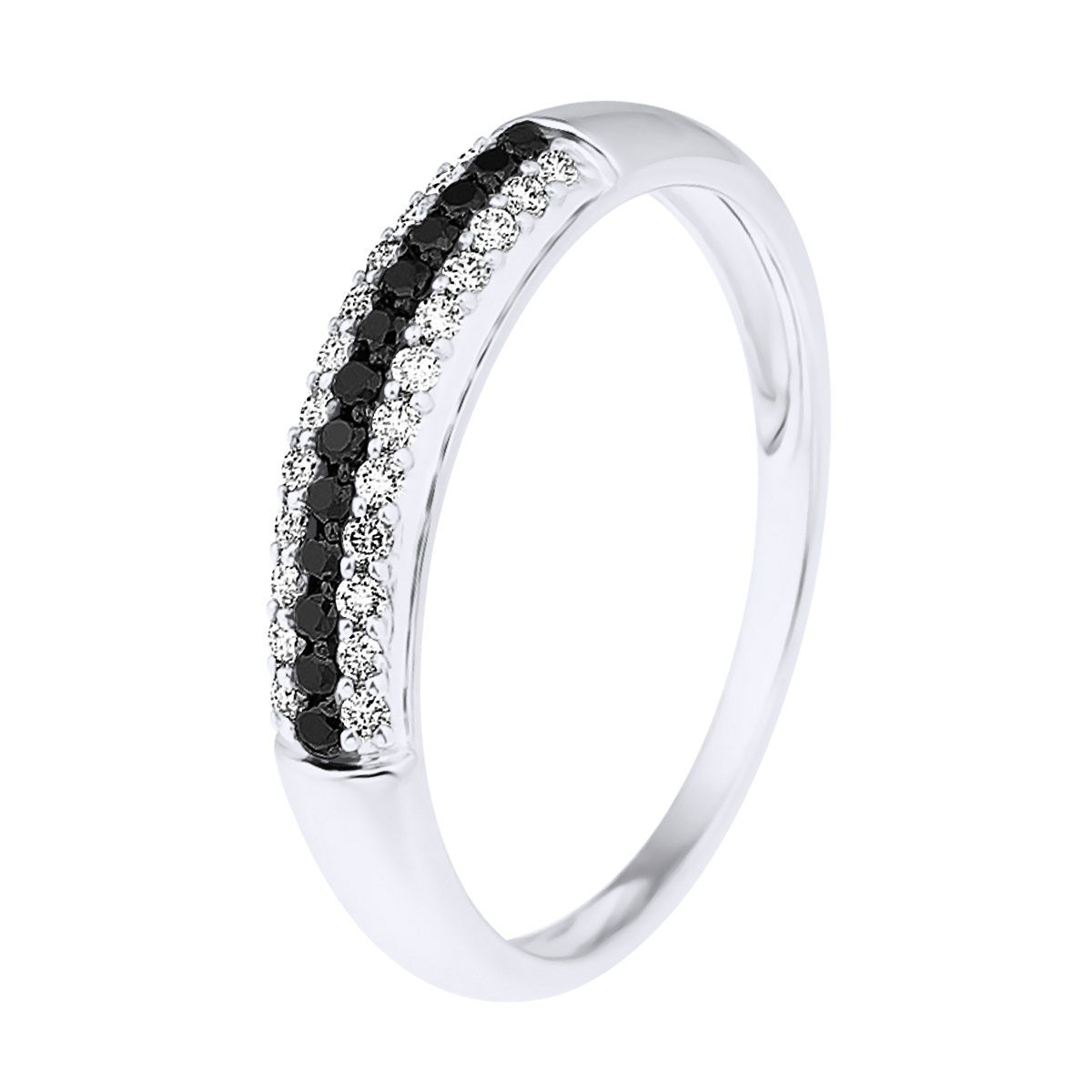 Thumbnail - DIADEMA - Ring - Prestige Diamanten Weiß und Schwarz - Weißgold