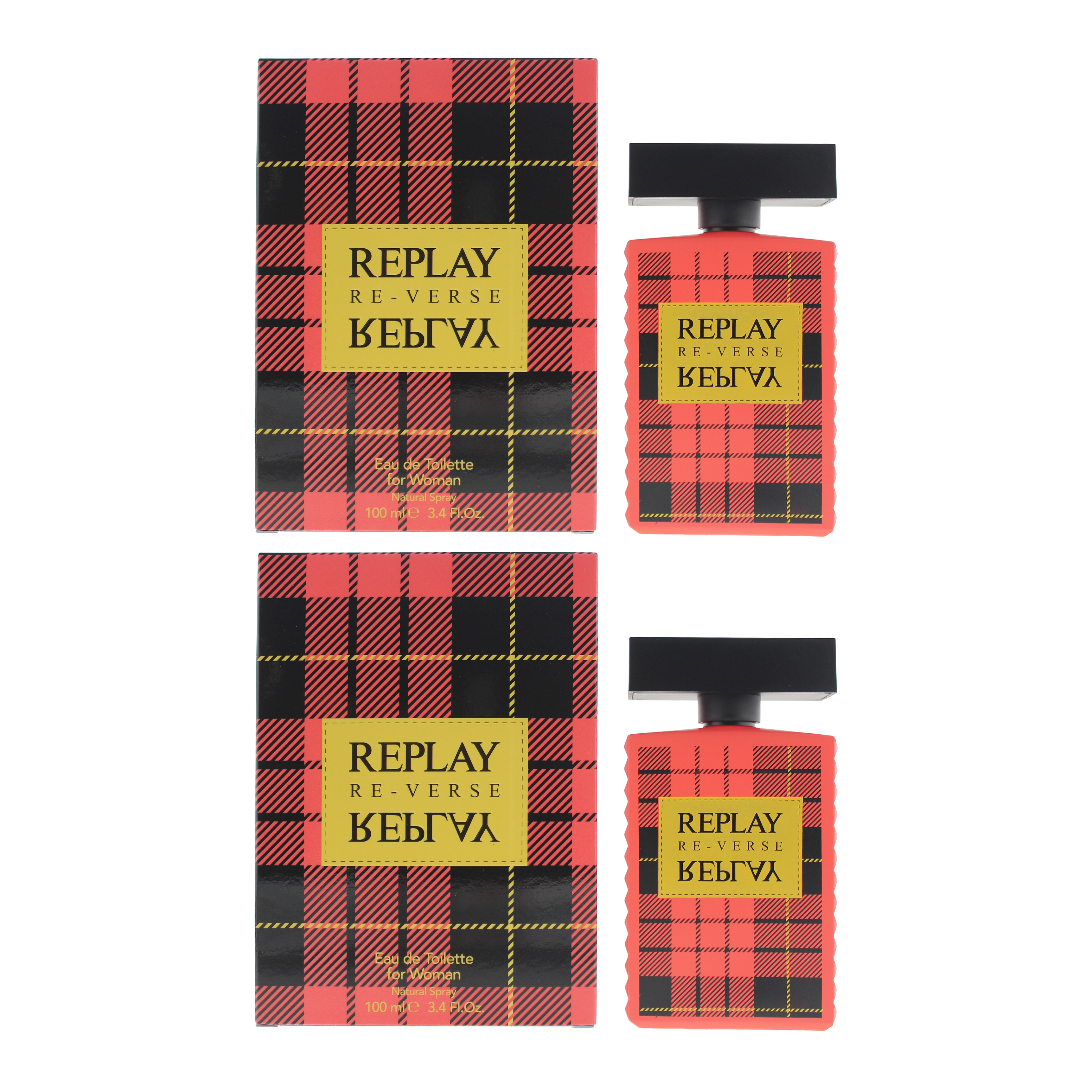 Replay Womens Signature Reverse For Woman Eau de Toilette 100ml Spray For Her X 2 - One Size