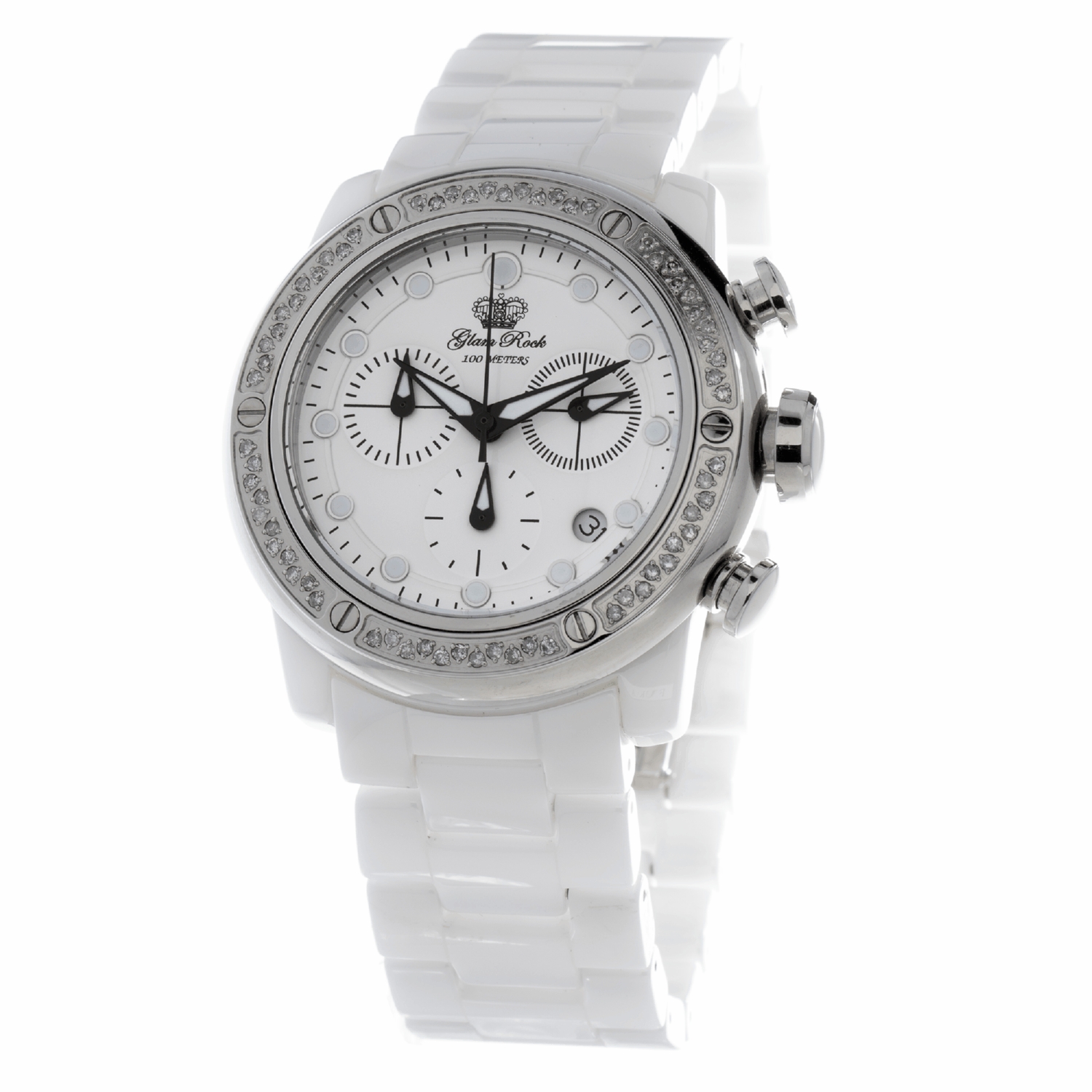 Thumbnail - Glam Rock Damenuhr Quartz Silber Weiß
