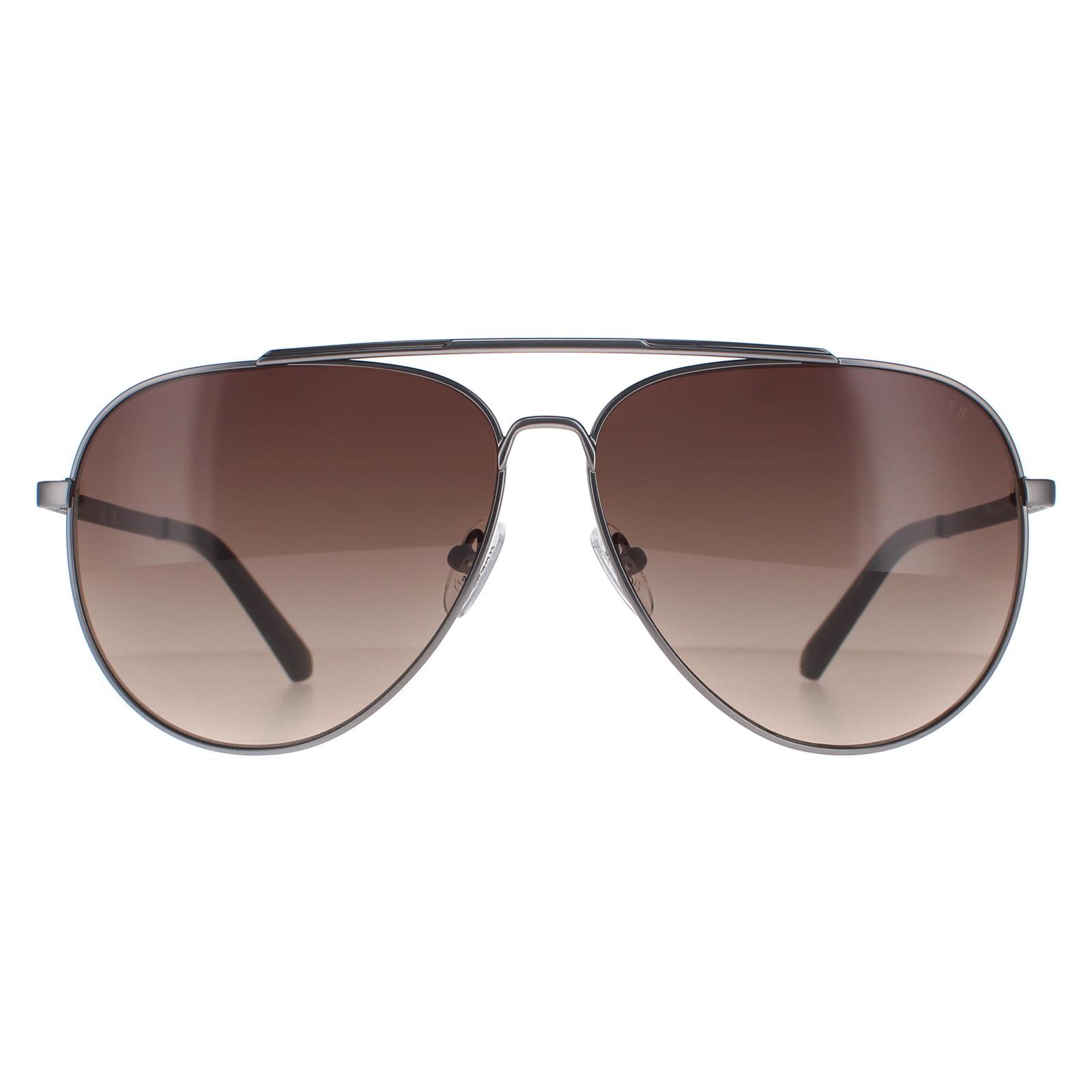 Thumbnail - Guess Aviator Mens Matte Gunmetal Braun Gradient GU00059