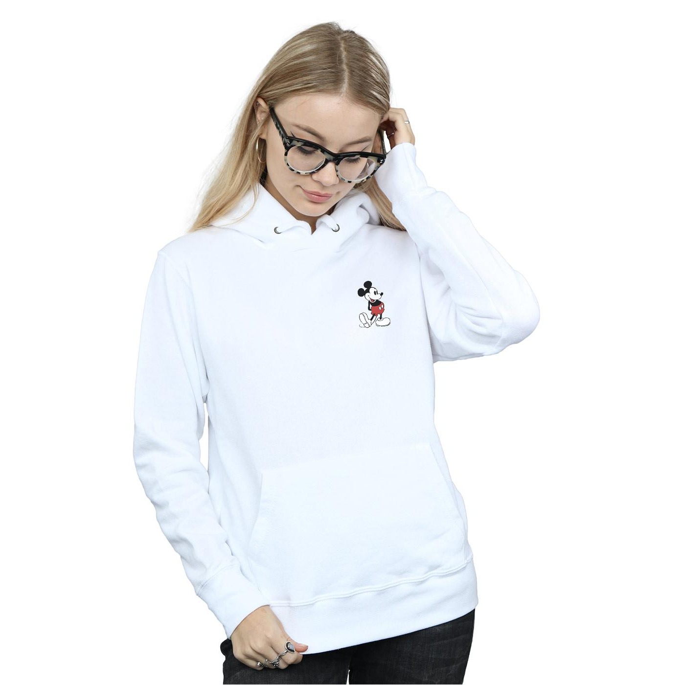 Disney Womens/Ladies Mickey Mouse Kickin Retro Chest Hoodie (White) dam – bild 2