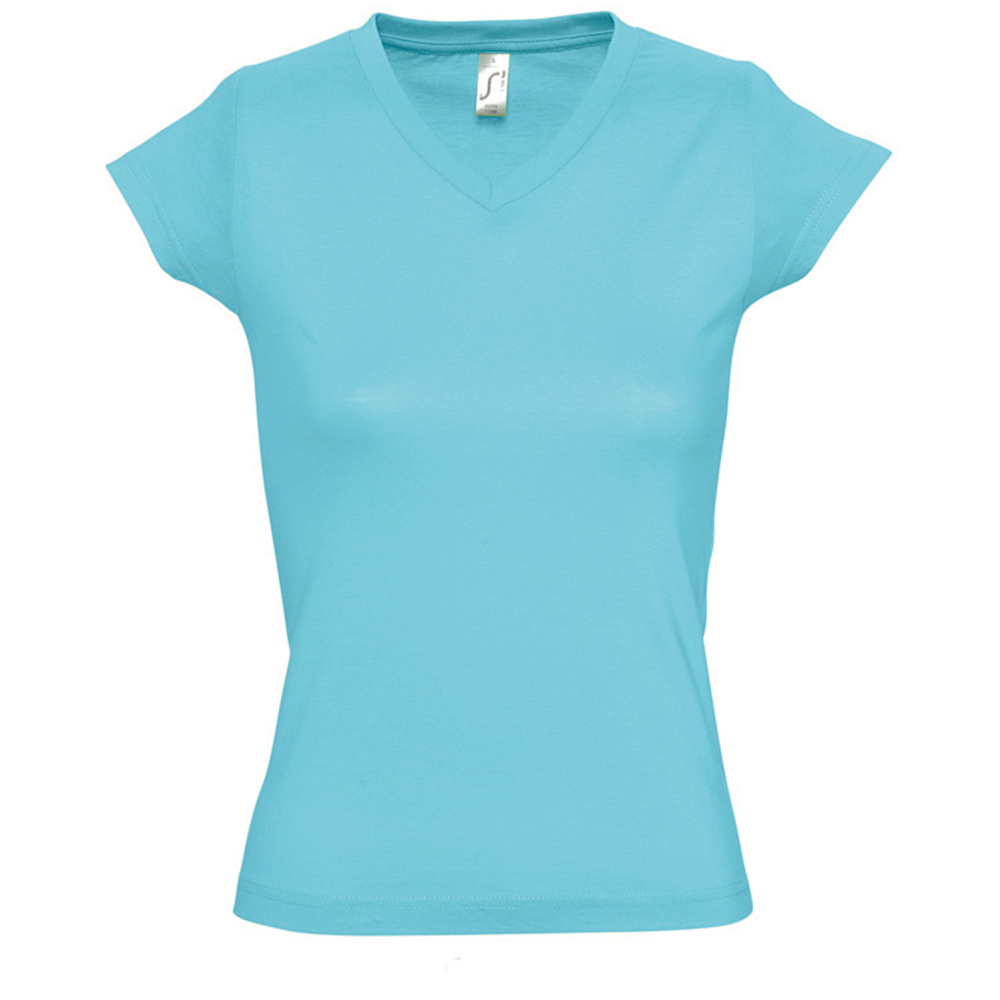 Thumbnail - SOLs Damen/Damen Mond V-Ausschnitt Kurzarm T-Shirt (Blaues Atoll)