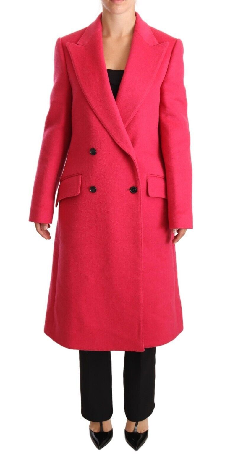 Dolce & Gabbana Womens Double-Breasted Trench Coat Jacket in Pink Wool-Cashmere Blend – Size IT 38 (Women’s)
