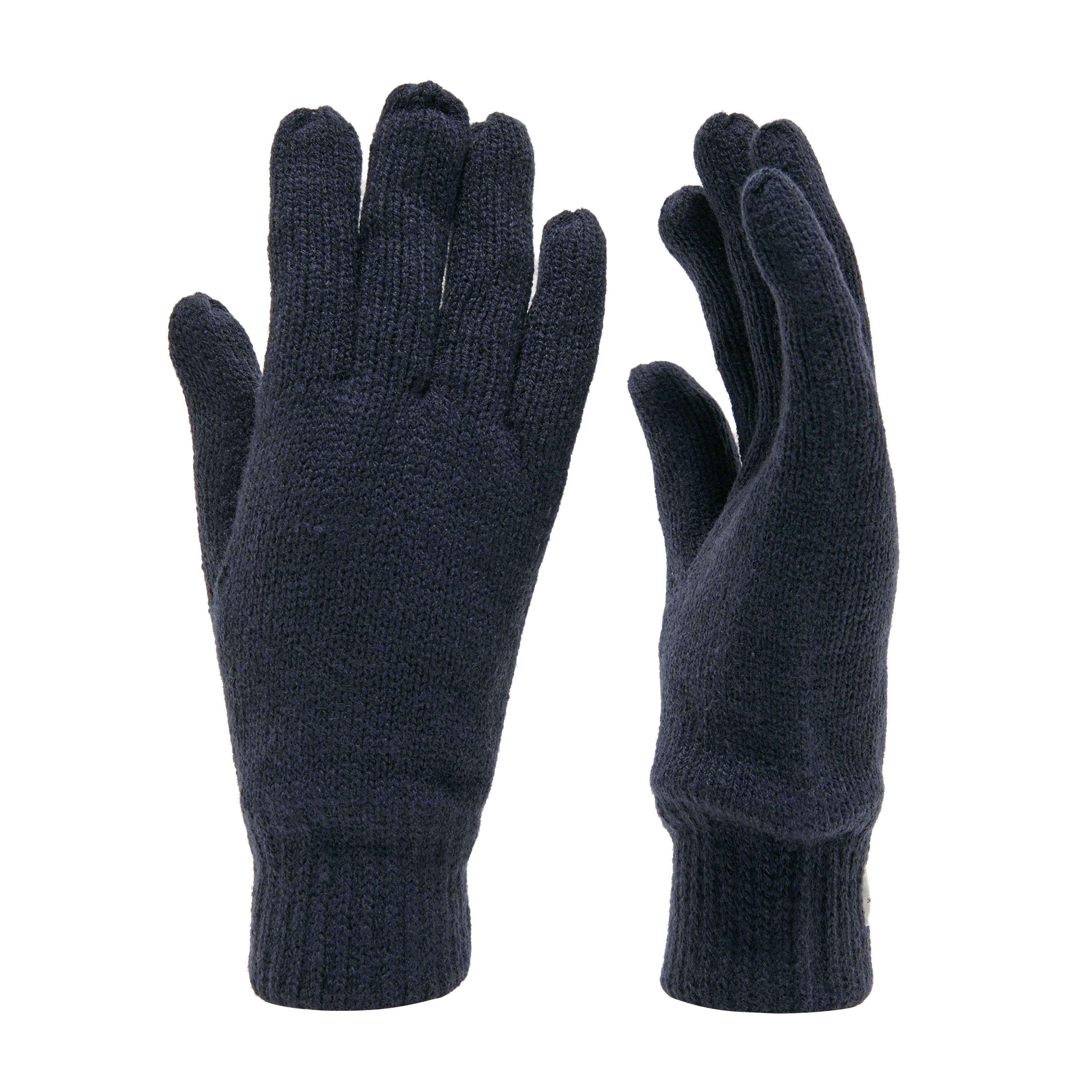 Peter Storm Unisex Double Layered Thinsulate Knit Cold Weather Gloves for Men and Women - Navy - Size Small/Medium