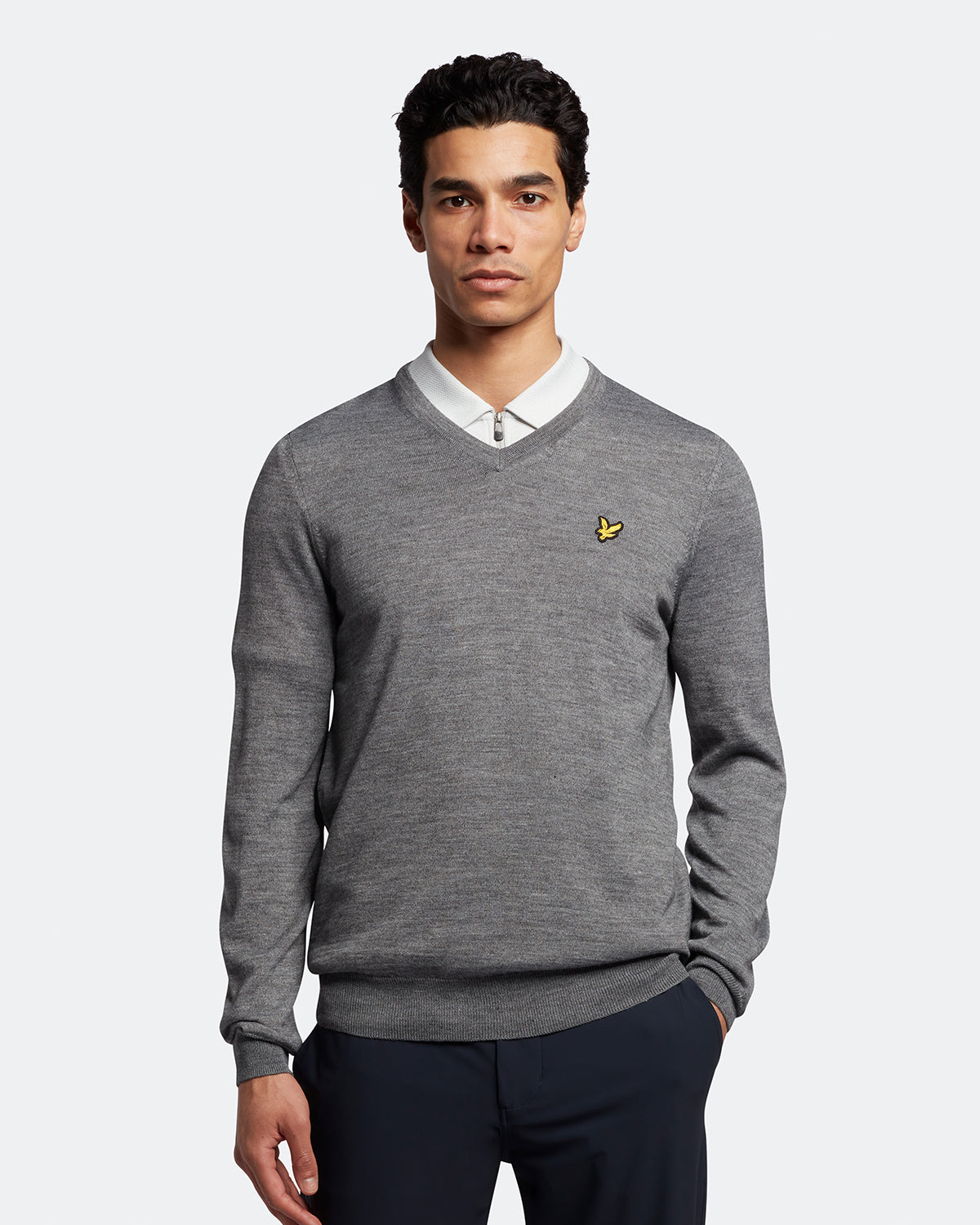 Thumbnail - Men's Lyle & Scott Golf V Neck Jumper in Grey