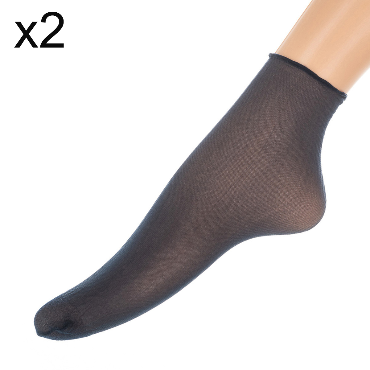 Thumbnail - Pack-2 Sehr widerstandsfähige lasergeschnittene kurze Socken TRANSPARENT Frau