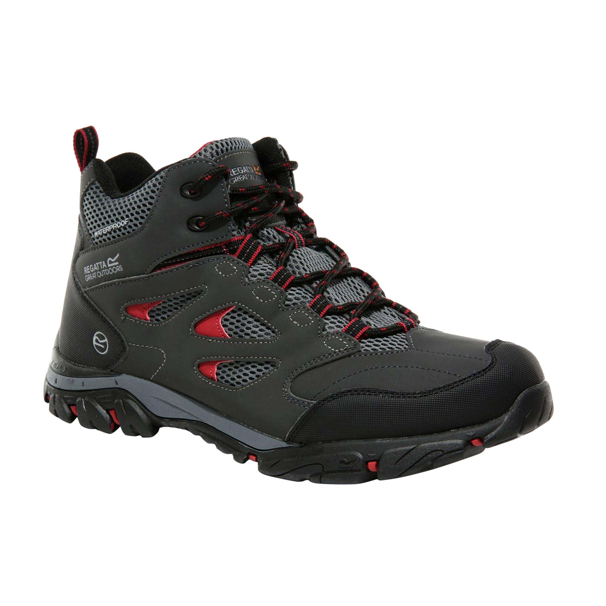 Regatta Mens Holcombe IEP Mid Hiking Boots (Traffic Black/Rio Red) - Multicolour - Size UK 12