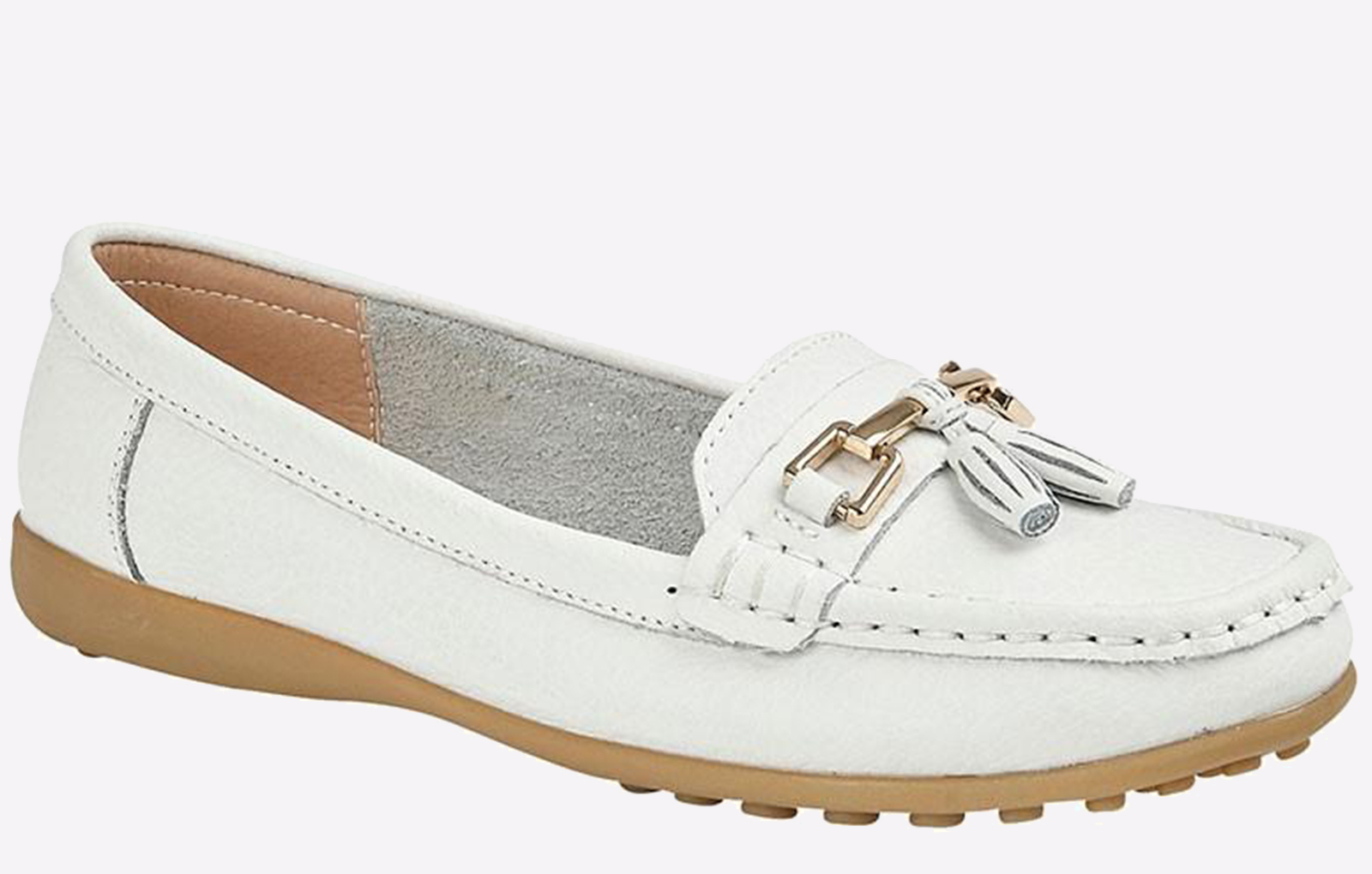 Boulevard Camila Tassle Loafers Womens - White - Size UK 6