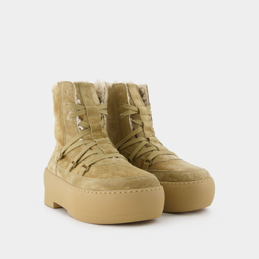 Gia Couture Chunky Sole snörstövlar i beige läder dam – bild 2
