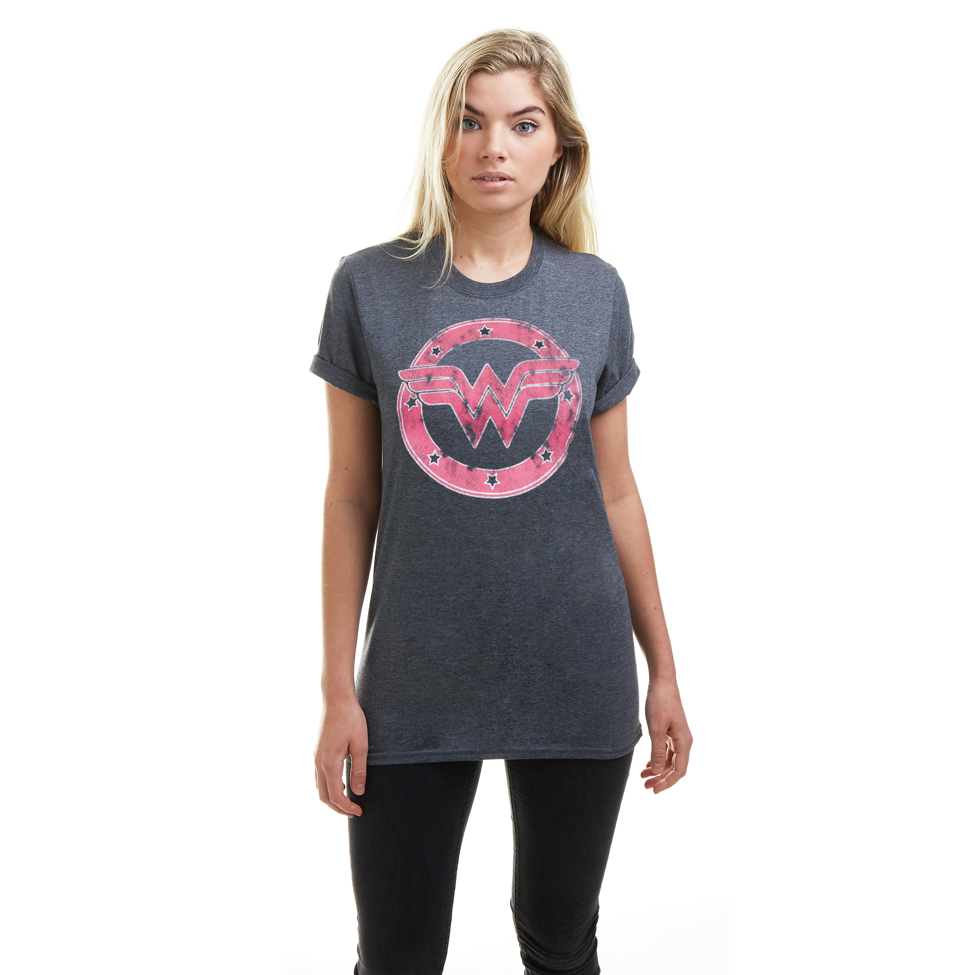 Thumbnail - DC Comics Wonder Woman Emblem T-Shirt für Damen, dunkel meliert