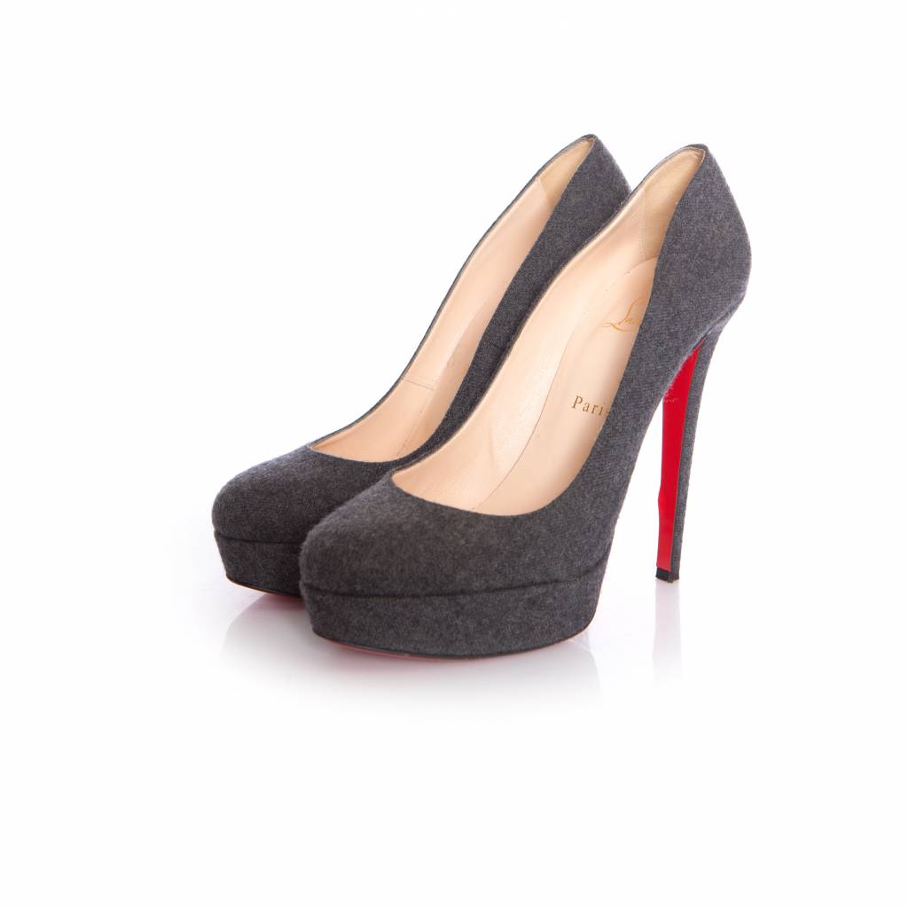 Christian Louboutin Pre-owned Womens Gray “bianca 140” Wool Platform Court Shoes. – Grey – Size EU 40