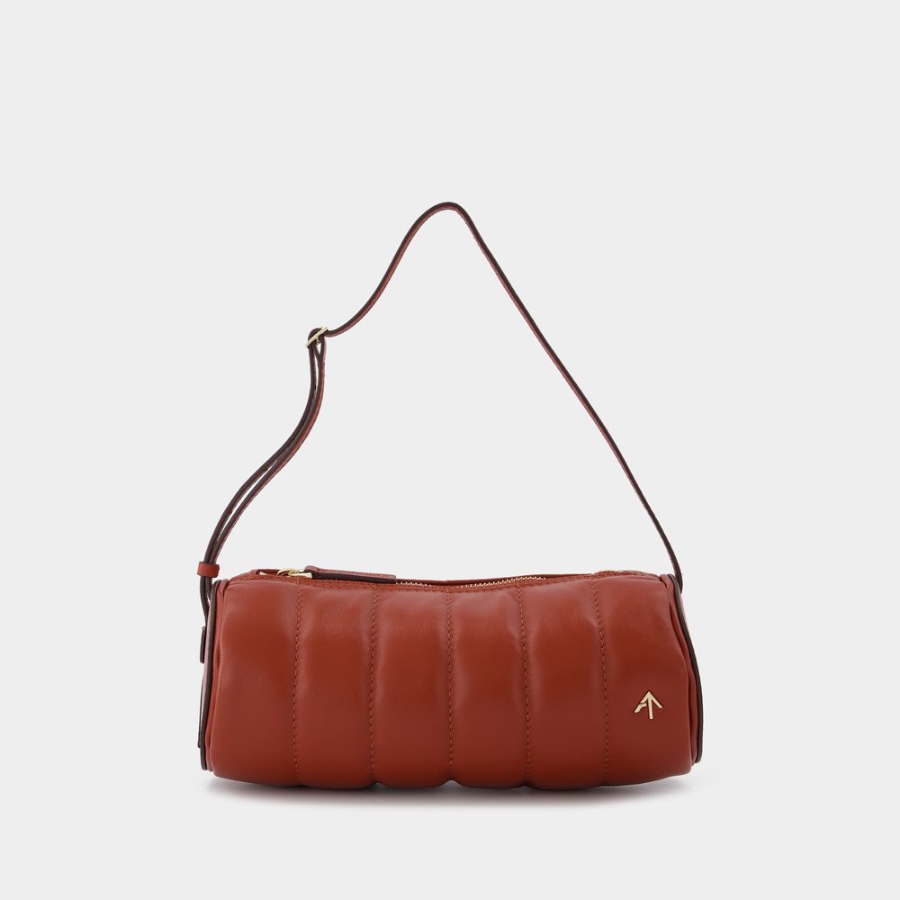 Thumbnail - Gepolsterte Zylindertasche aus rotem Leder