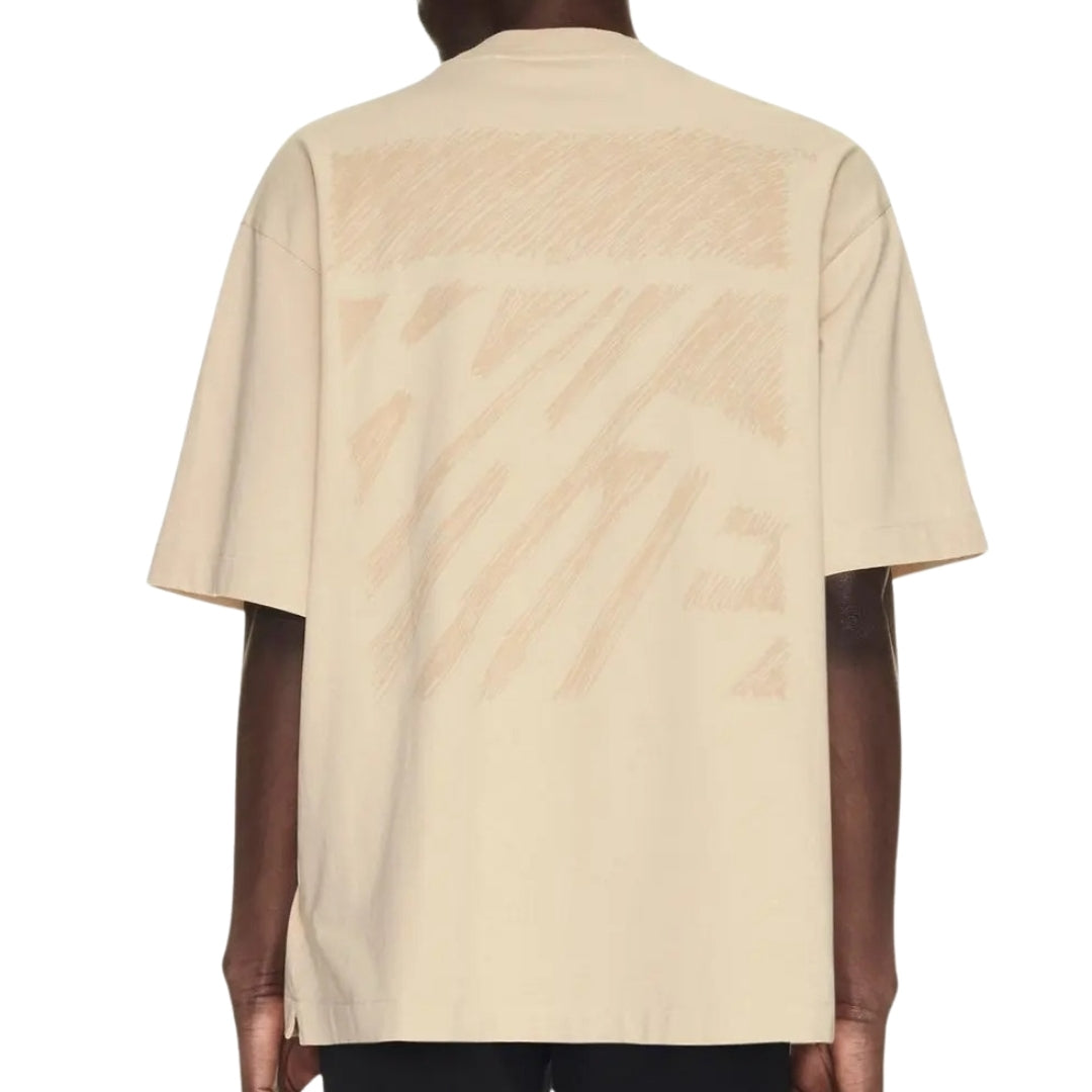 Off-White Scribble Carry Over Skate Fit Ivory Beige T-shirt herr – bild 2
