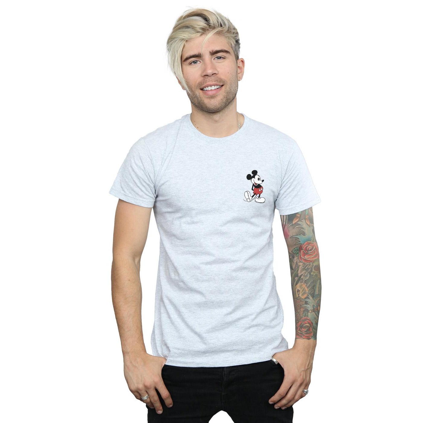 Disney Mens Mickey Mouse Kickin Retro Chest T-Shirt (Sports Grey) herr – bild 2