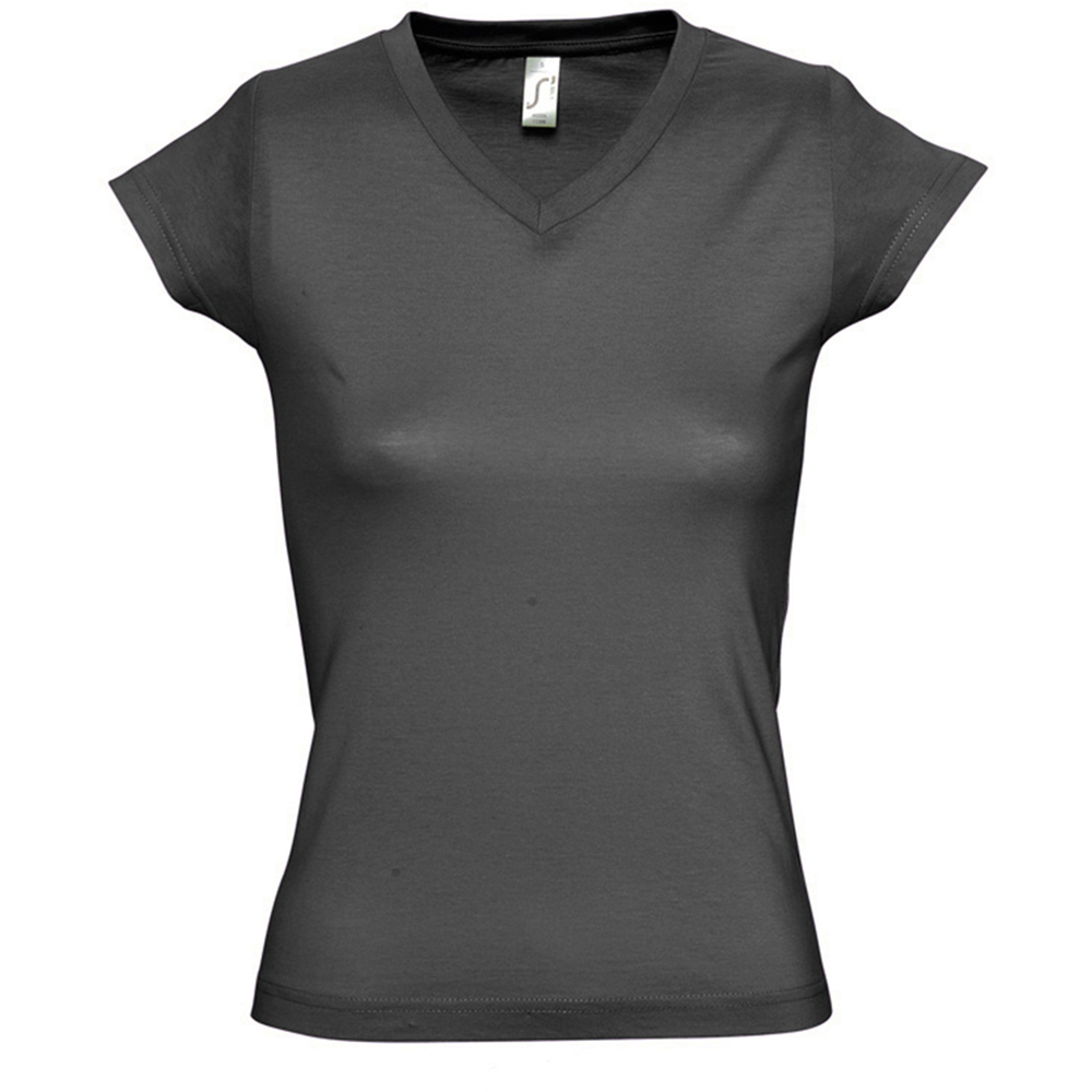 Thumbnail - SOLs Womens/Ladies Moon V Neck Short Sleeve T-Shirt (Dunkelgrau)