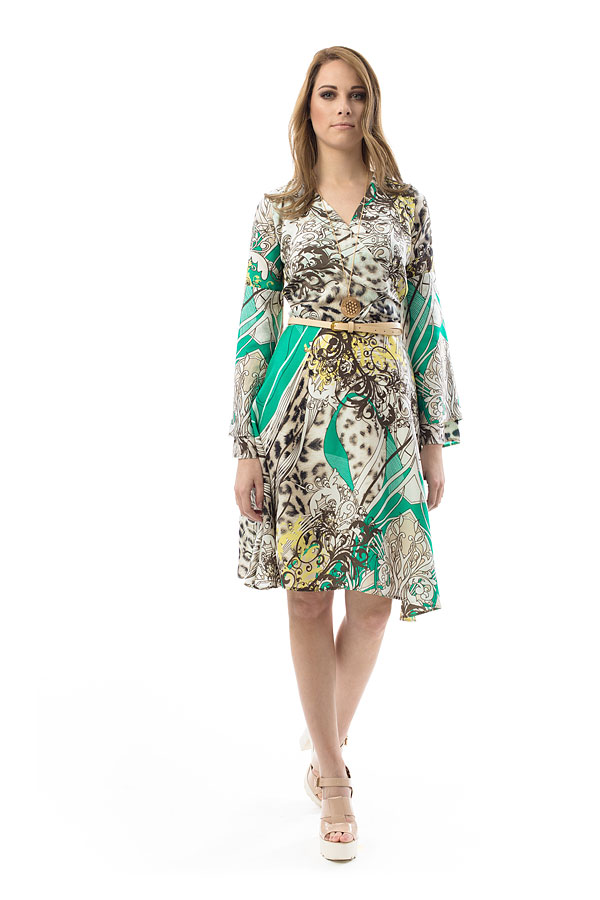 Thumbnail - Faux Wrap Style Kleid