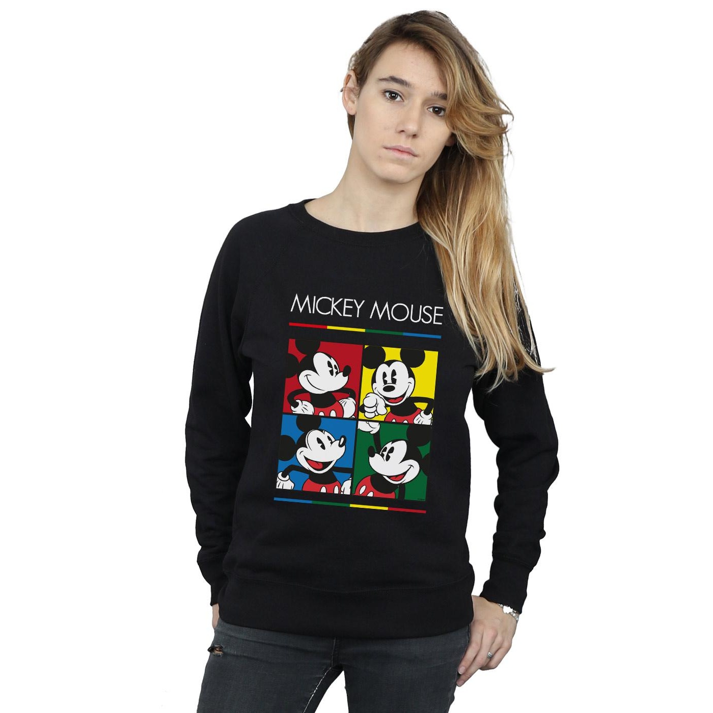 Disney Womens/Ladies Mickey Mouse Square Colour Sweatshirt (Black) dam – bild 2