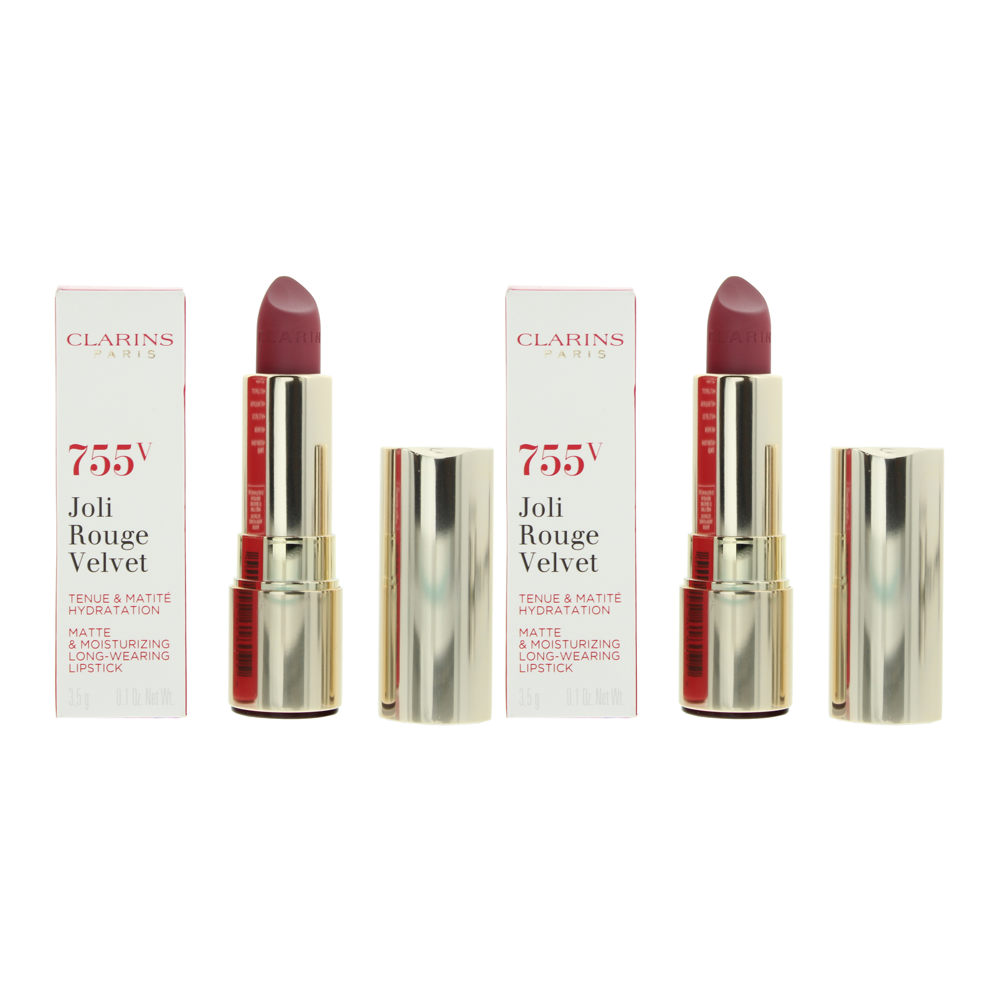 Clarins Womens Joli Rouge Velvet Matte & Moisturizing Lipstick 3.5g - 755V Litchi X 2 - NA - One Size