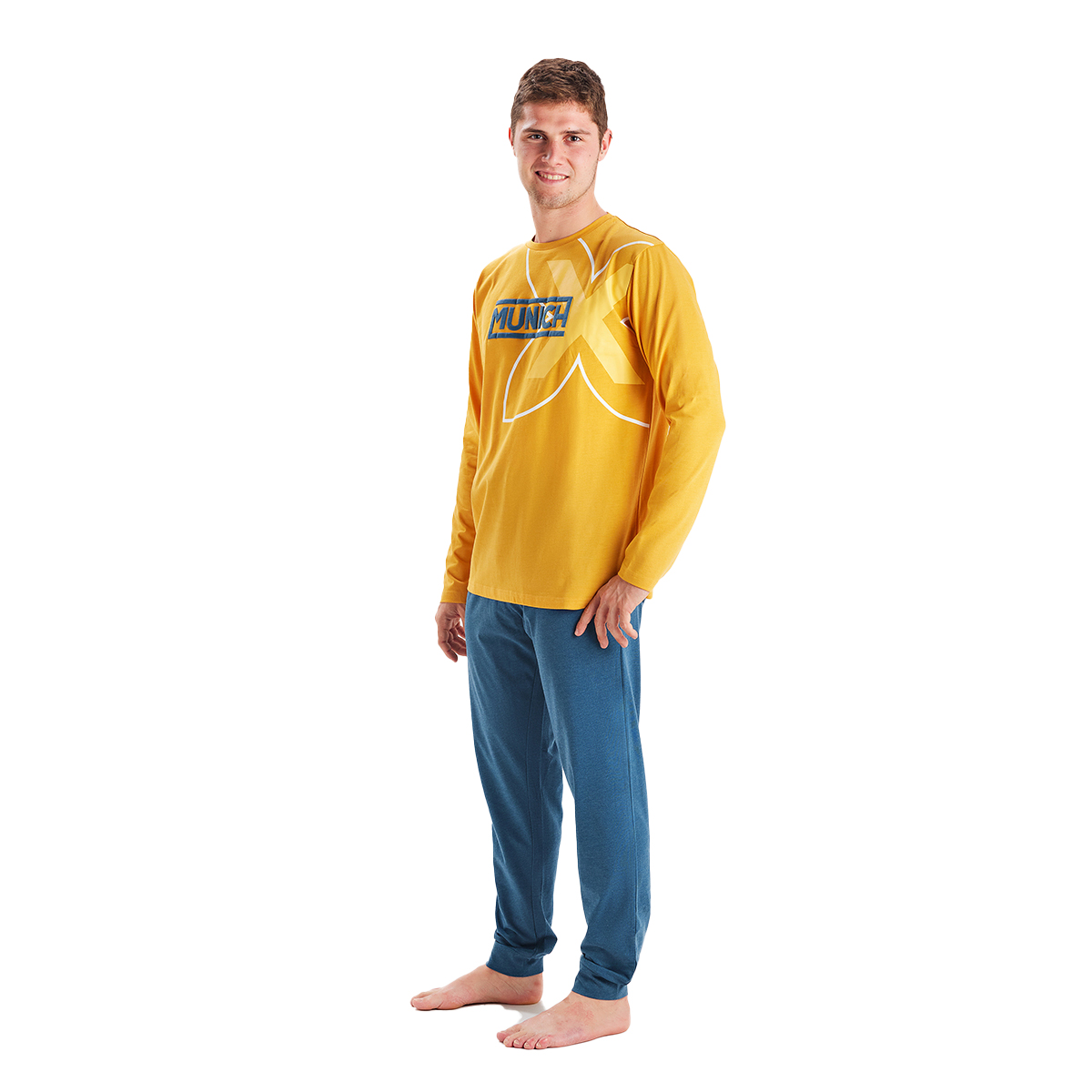 Thumbnail - MU1 Herren-Winterpyjama mit langen Ärmeln und Rundhalsausschnitt
