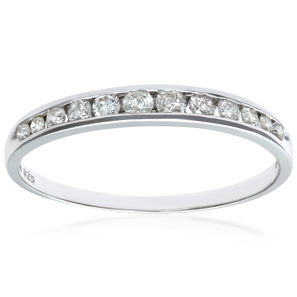 Diamant L’Eternel Womens 9ct White Gold Quarter Carat Diamond Channel Set Half Eternity Ring – Size J