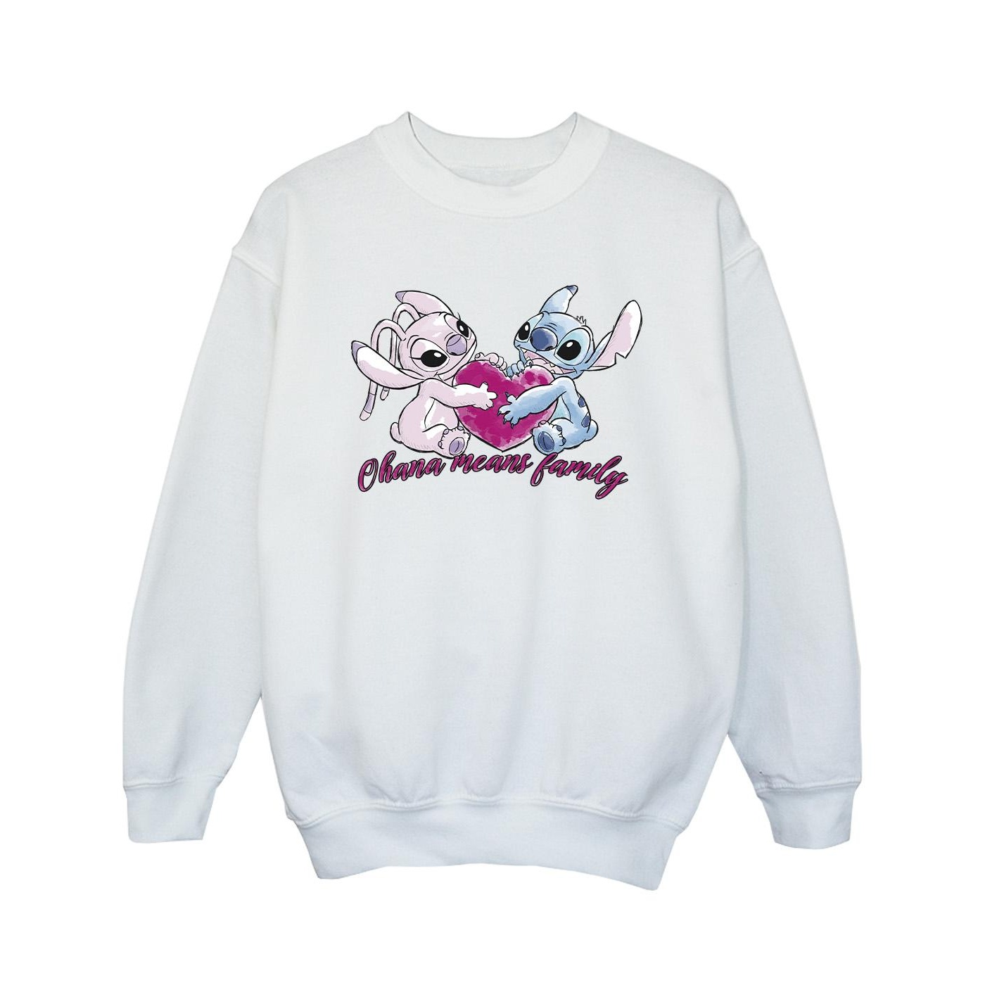 Disney - "Lilo And Stitch Ohana Heart With Angel" Sweatshirt für Mädchen (Weiß)