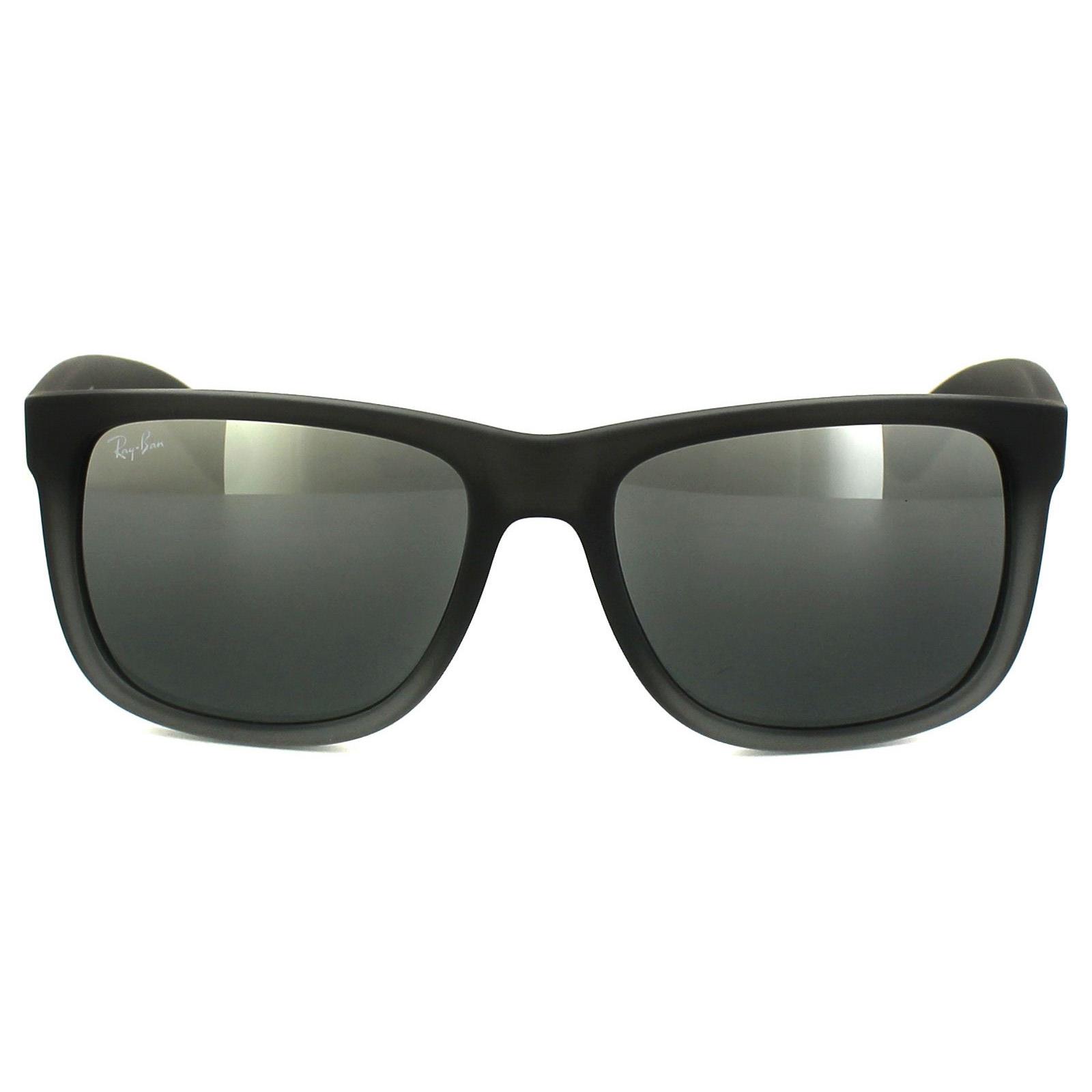 Ray-Ban Zonnebril Justin 4165 852/88 Rubber Grijs Zilver Spiegel Verloop 55mm