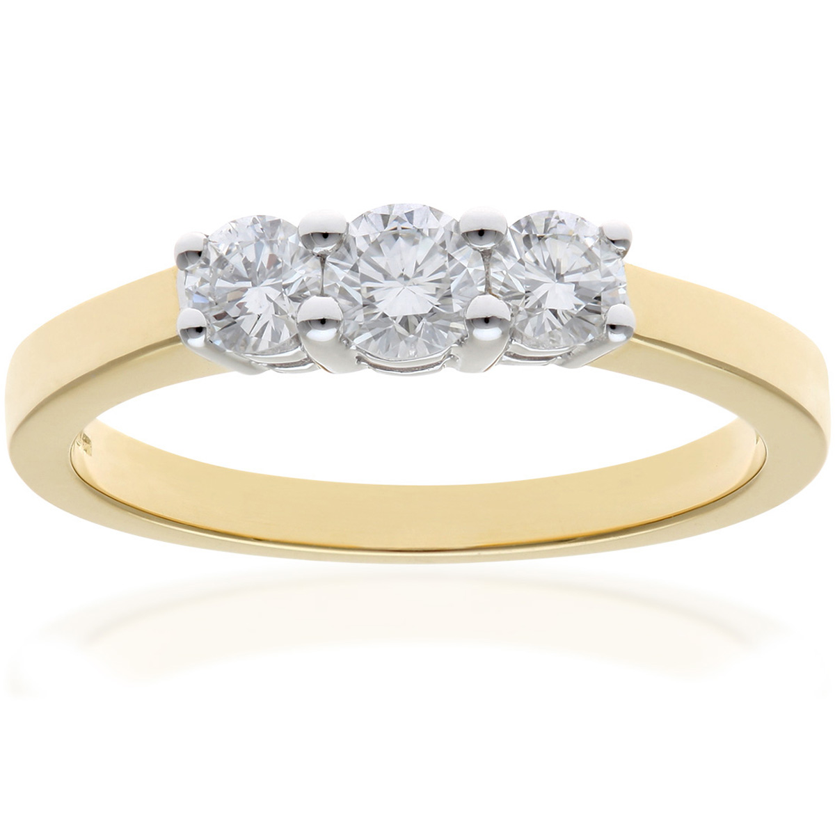 Diamant L’Eternel Womens Trilogy Ring, 18ct Yellow Gold IJ/I Round Brilliant Certified Diamond 0.50ct Weight – Size K