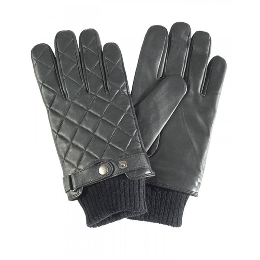 Barbour Womens Quilted Leather Glove - Black - Size Medium