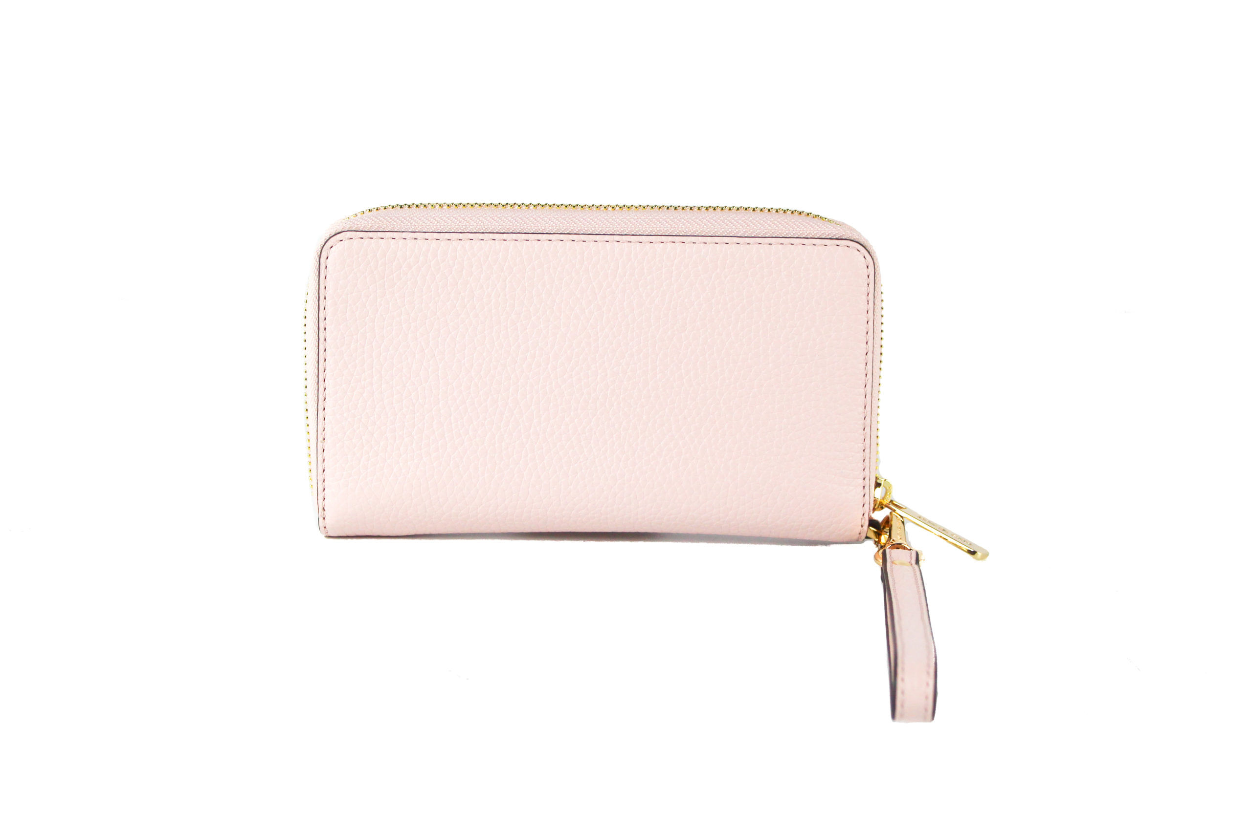 Jet Set Stor Signatur Läder Platt Multifunktionell Telefonhandledsväska Plånbok (Pulver Rosa Enfärgad/Guld) 2