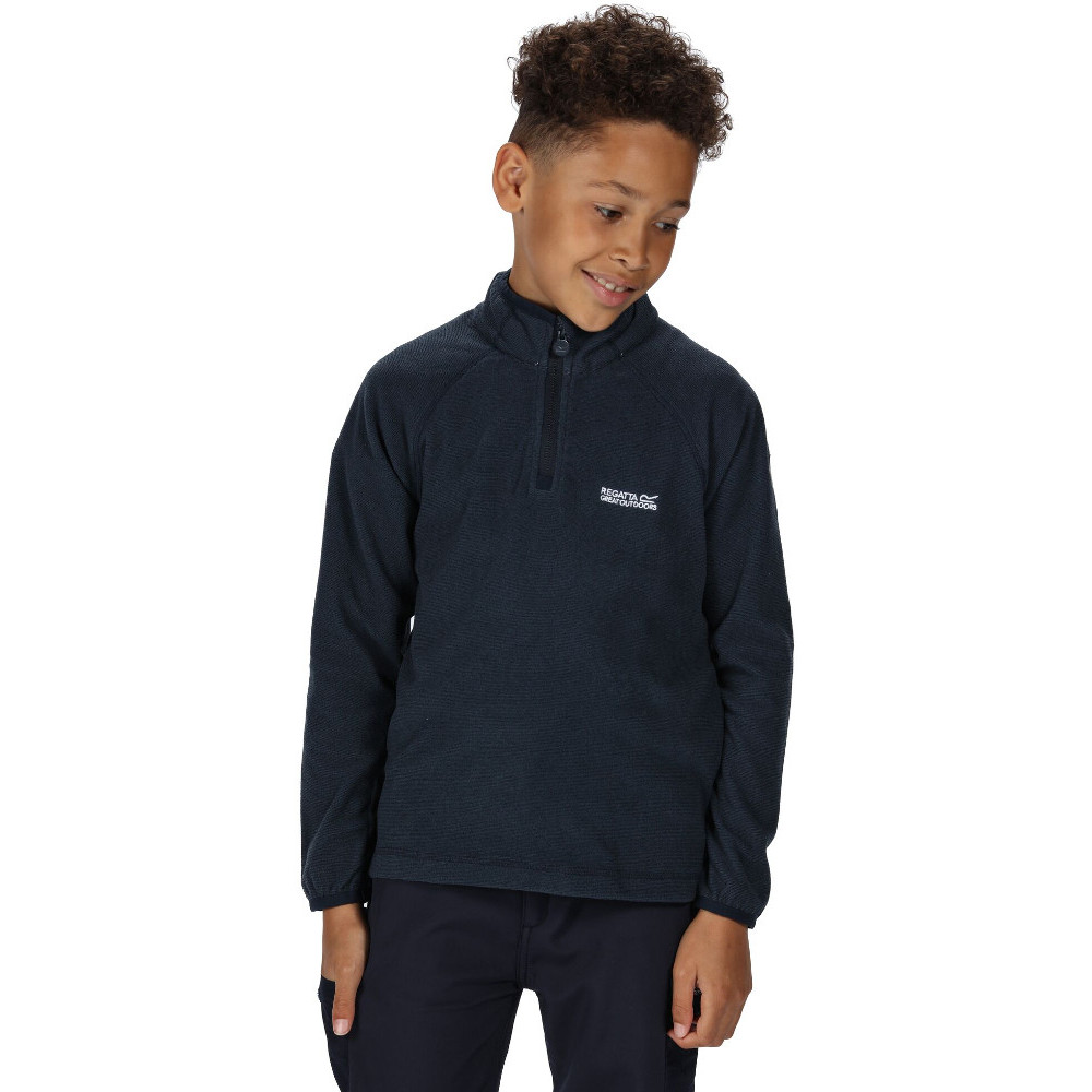 Regatta Boys & Girls Loco Zip Neck Stretch Fit Micro Fleece Jacket Top - Navy - Size 7Y