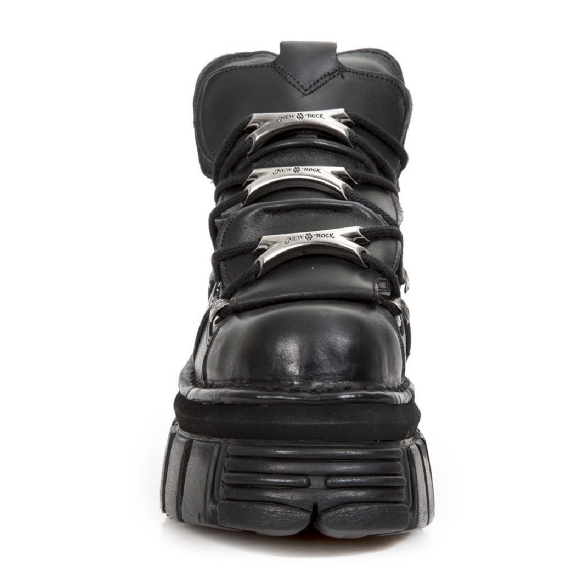 New Rock 106-S29 TOWER SHOES Metallic Svart Läder Biker Punk Gothic Boots stövletter dam – bild 2