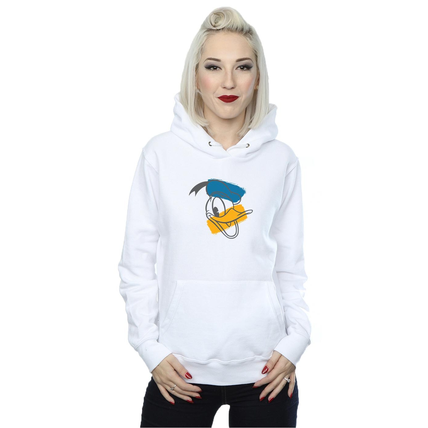 Thumbnail - Disney - "Donald Duck Head" Kapuzenpullover für Damen (Weiß)