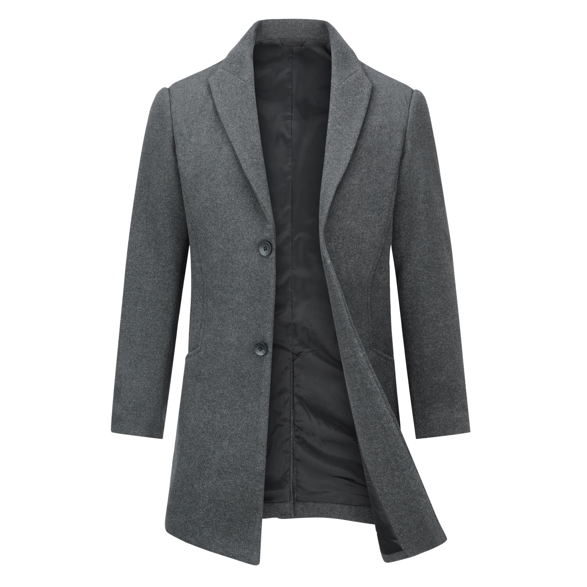 Allthemen Lång Slim Fit Vinter Varm Business Ullrock för män herr – bild 2