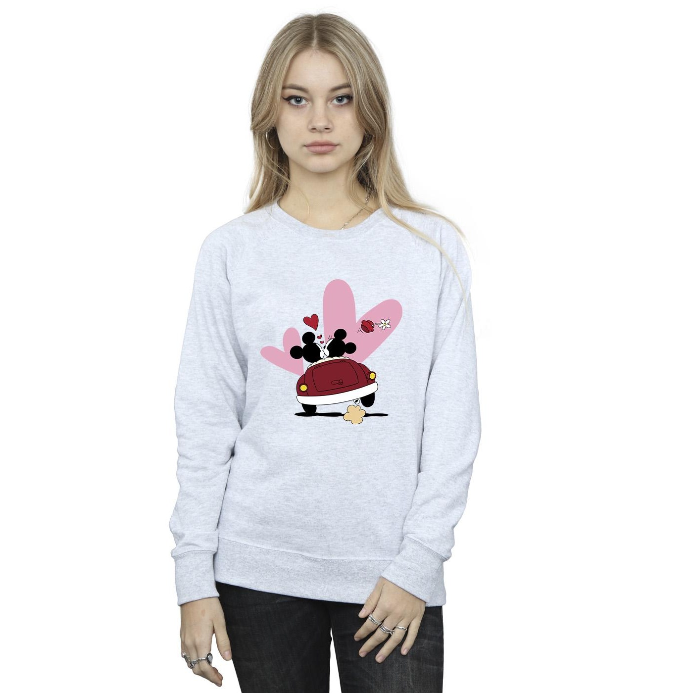 Disney Womens/Ladies Mickey Mouse Car Print Sweatshirt (Sports Grey) dam – bild 2