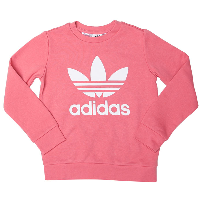 Girl's adidas Originals Junior Trefoil Crew Sweatshirt in Rose