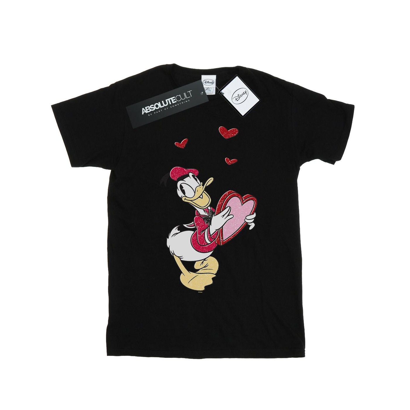 Disney Meisjes Donald Duck Liefdeshart Katoenen T-Shirt (Zwart)