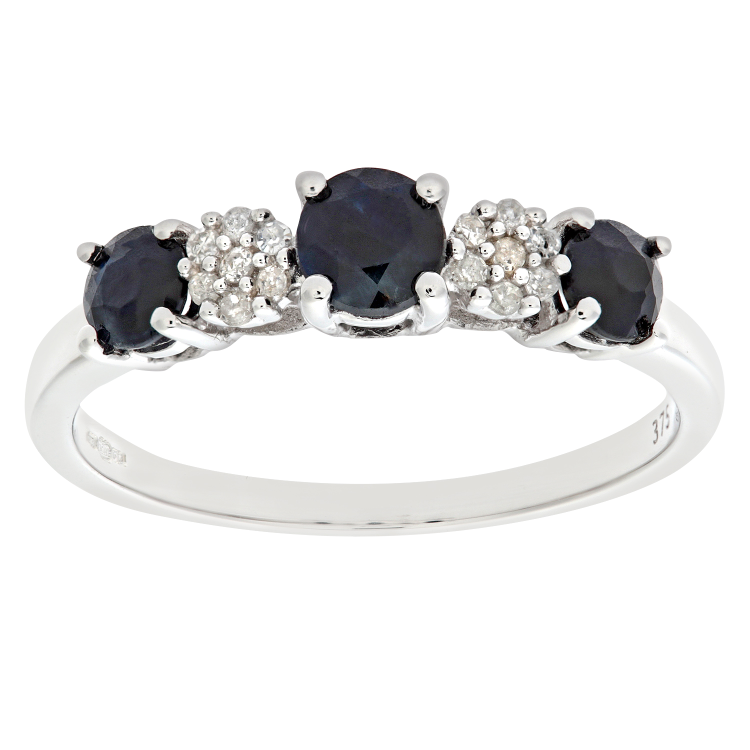 Diamant L’Eternel Womens 9ct White Gold Diamond and Sapphire Eternity Ladies Ring – Size P